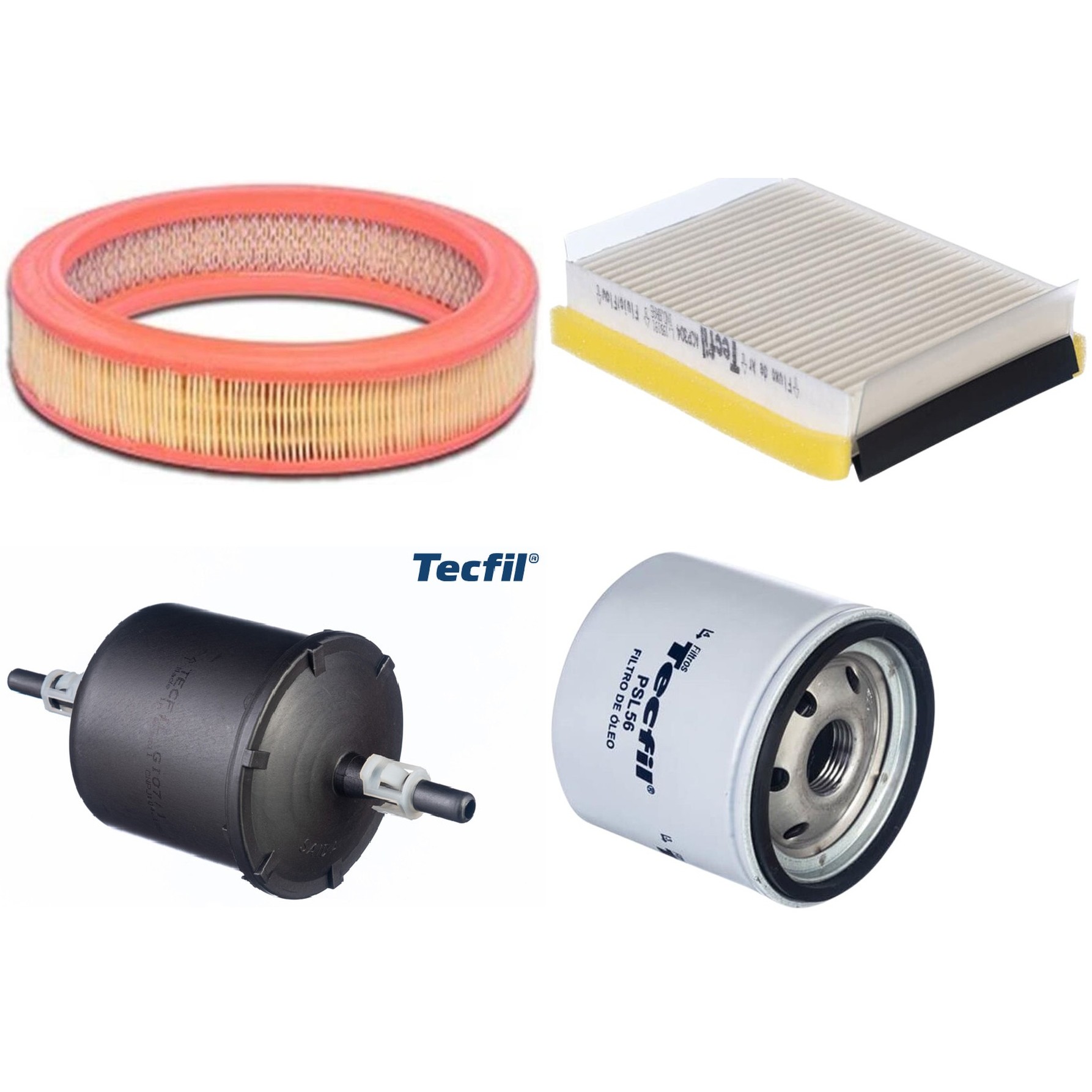 Kit Filtros de Ar do Motor, Óleo, Cabine e Combustível - Tecfil - ACP304 / AR9620 / GI07/1 / PSL56