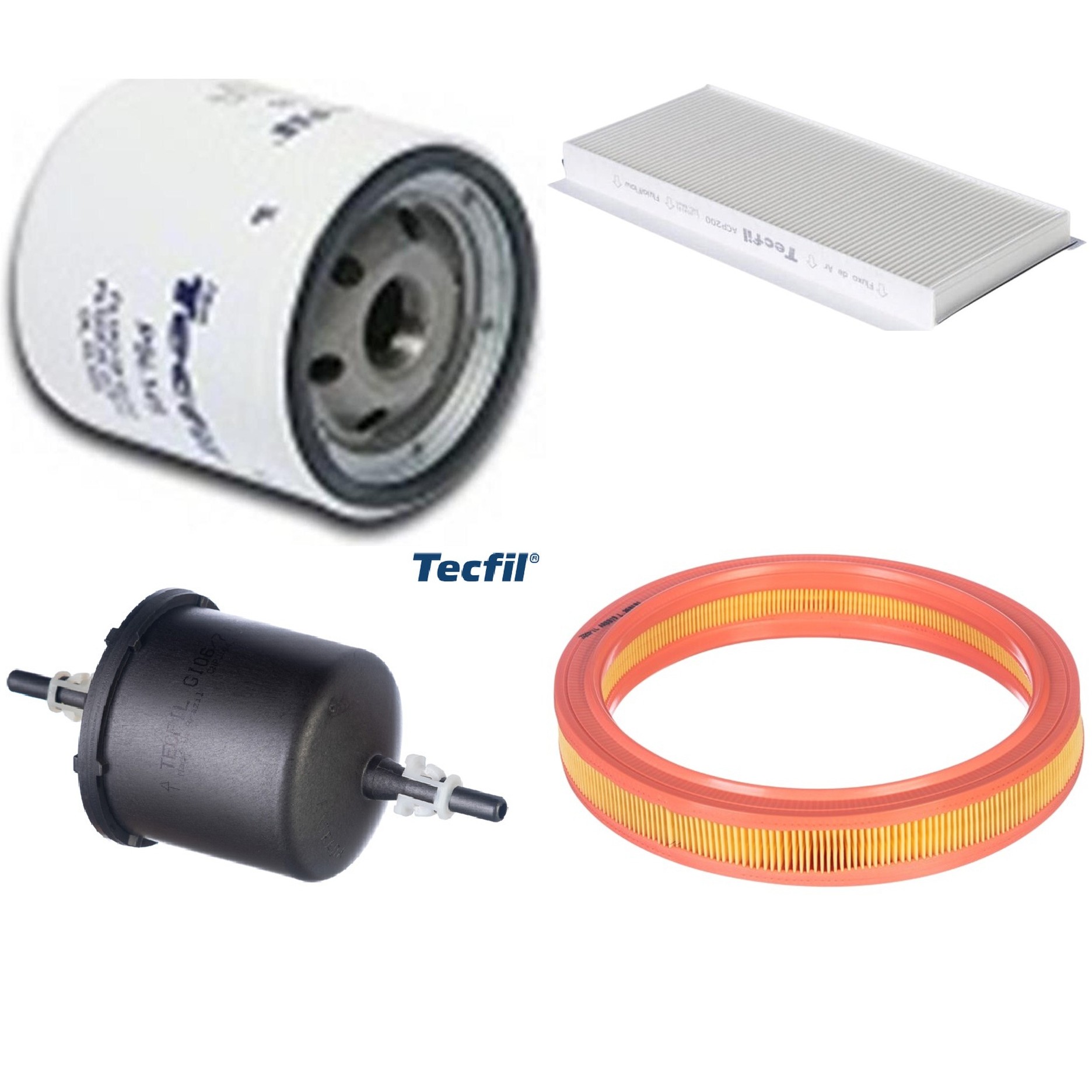 Kit Filtros de Ar do Motor, Óleo, Cabine e Combustível - Tecfil - ACP200 / AR8819 / GI06/7 / PSL145