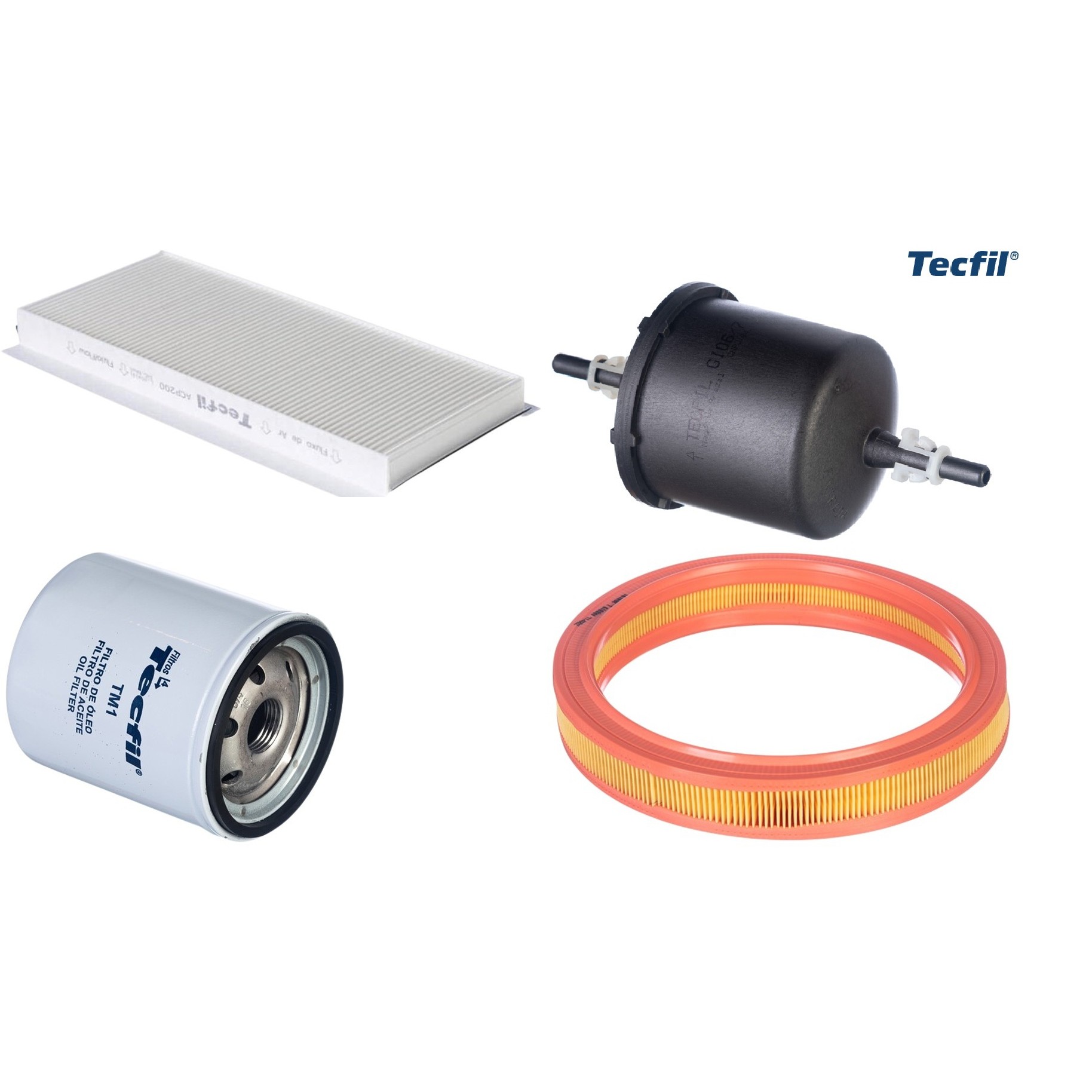 Kit Filtros de Ar do Motor, Óleo, Cabine e Combustível - Tecfil - ACP200 / AR8819 / GI06/7 / PSL34M-(TM1)