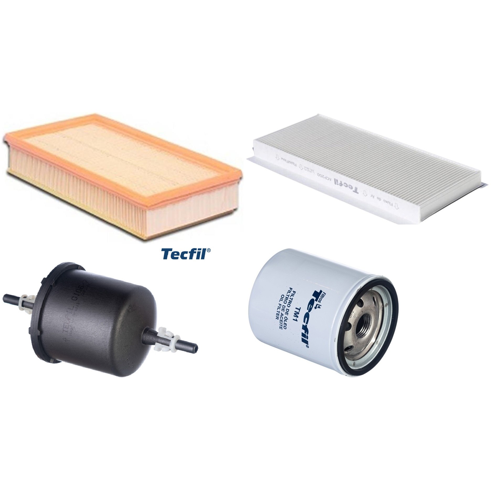 Kit Filtros de Ar do Motor, Óleo, Cabine e Combustível - Tecfil - ACP200 / ARL9604 / GI06/7 / PSL34M-(TM1)