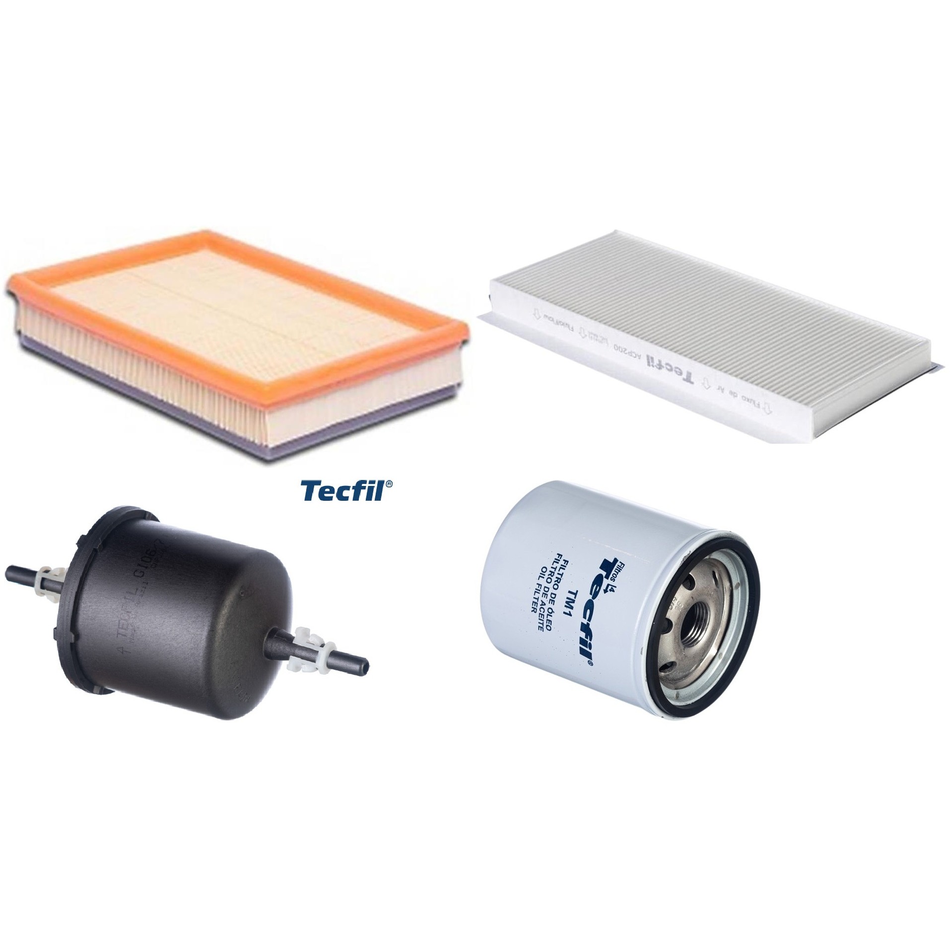 Kit Filtros de Ar do Motor, Óleo, Cabine e Combustível - Tecfil - ACP200 / ARL9603 / GI06/7 / PSL34M-(TM1)