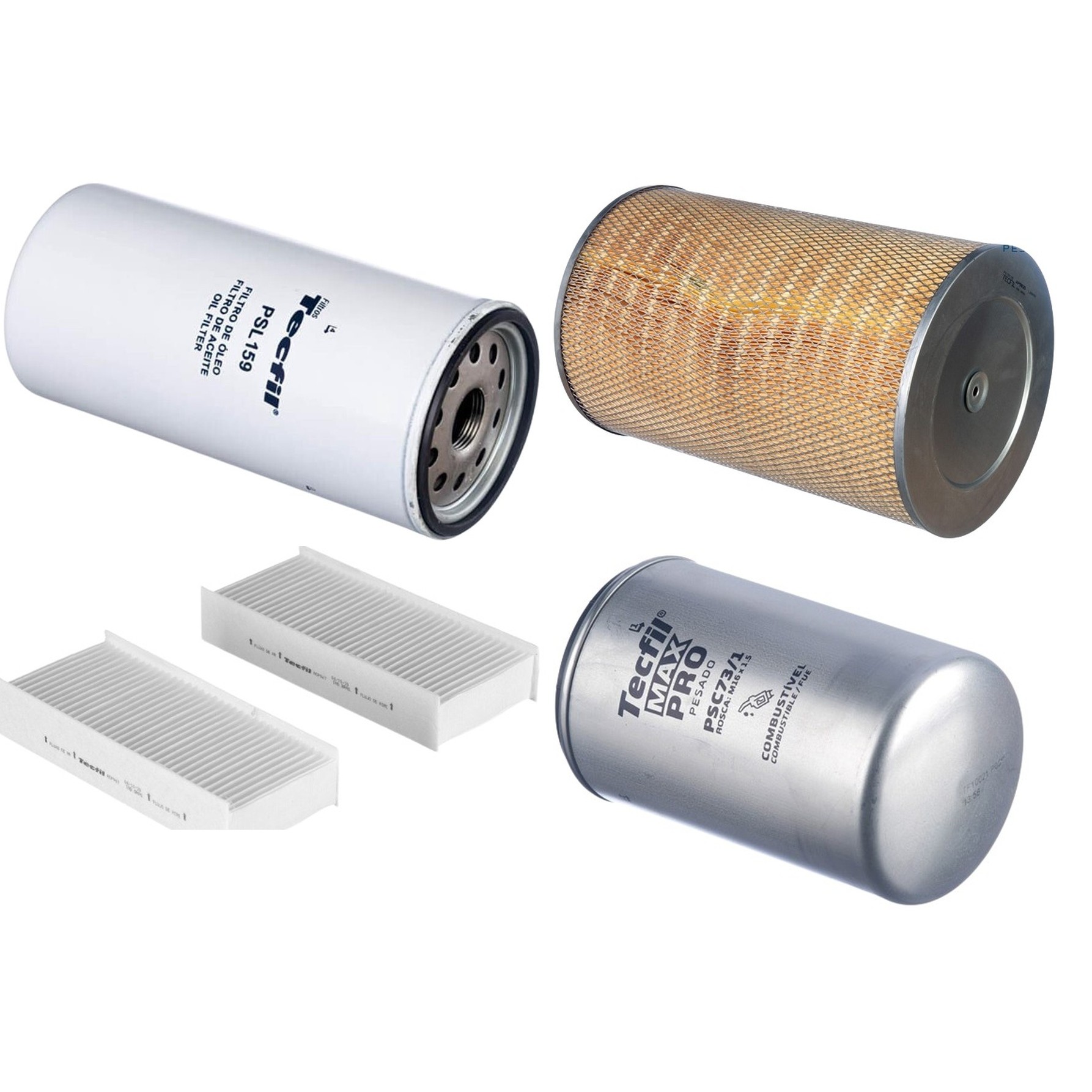 Kit Filtros de Ar do Motor, Óleo, Cabine e Combustível - Tecfil - ACP967/9 / AP9835 / PSC73/1 / PSL159