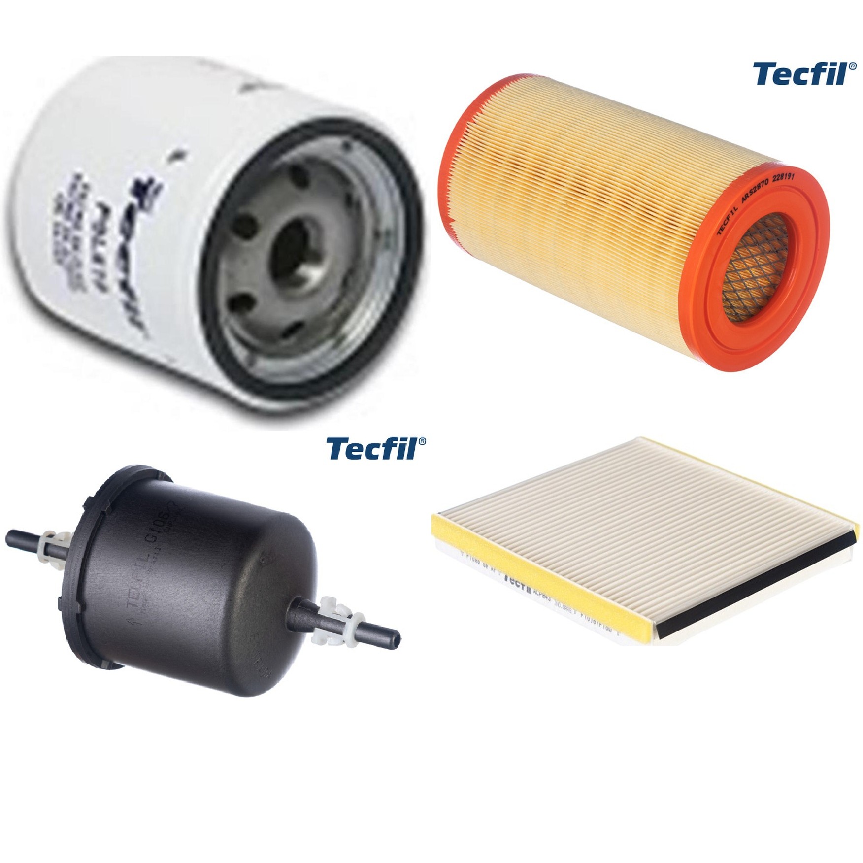Kit Filtros de Ar do Motor, Óleo, Cabine e Combustível - Tecfil - ACP843 / ARS2870 / GI06/7 / PSL619