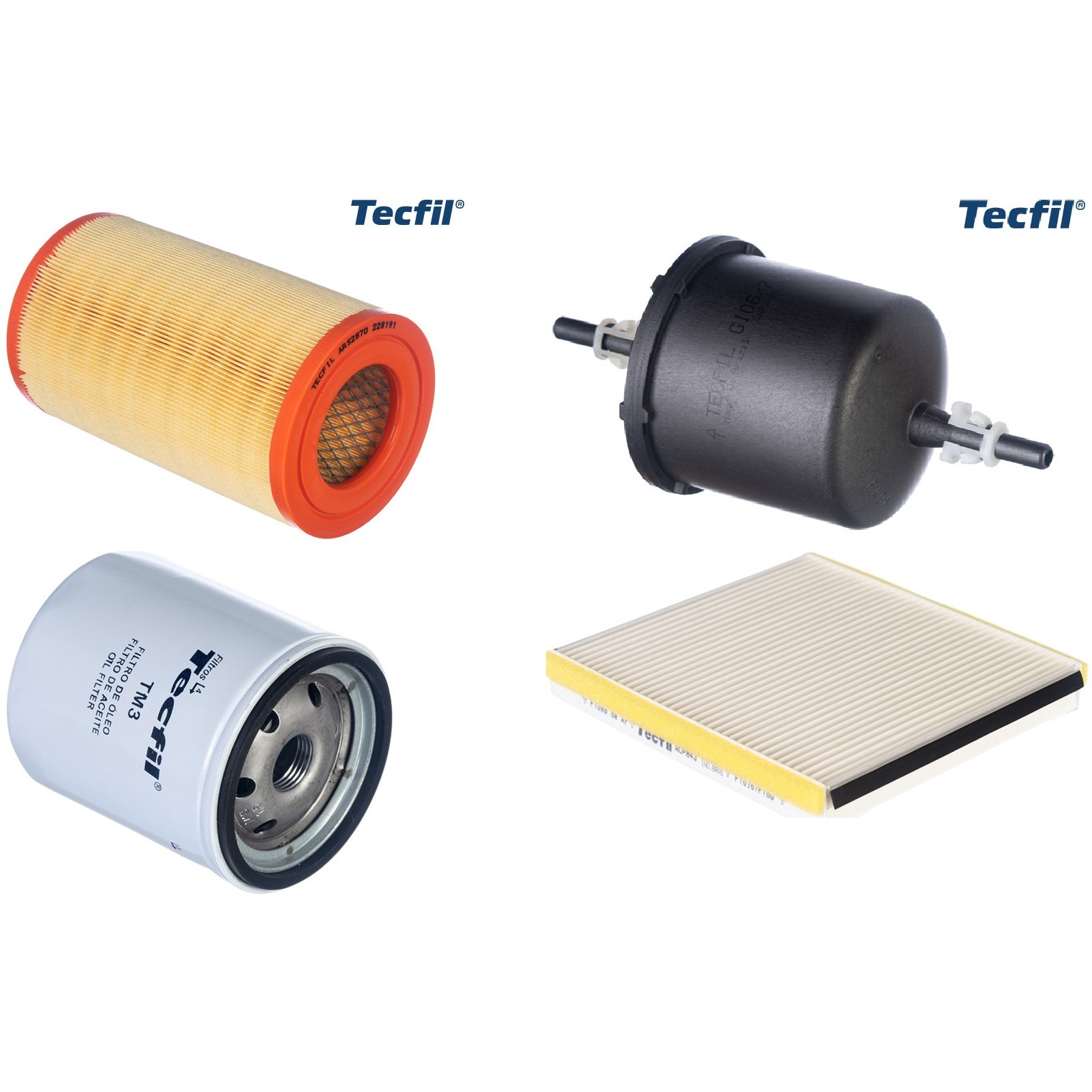 Kit Filtros de Ar do Motor, Óleo, Cabine e Combustível - Tecfil - ACP843 / ARS2870 / GI06/7 / PSL18M-(TM3)