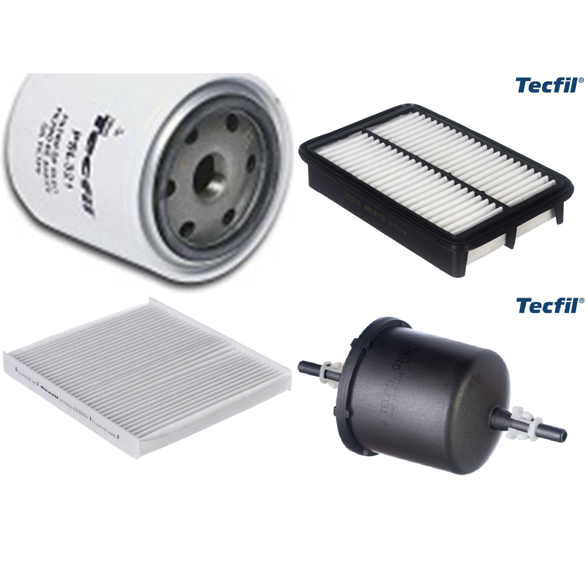Kit Filtros de Ar do Motor, Óleo, Cabine e Combustível - Tecfil - ACP823 / ARL9113 / GI06/7 / PSL321