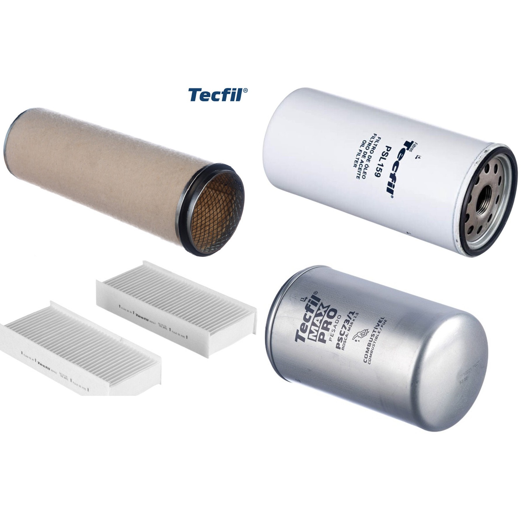 Kit Filtros de Ar do Motor, Óleo, Cabine e Combustível - Tecfil - ACP967/9 / AS860 / PSC73/1 / PSL159