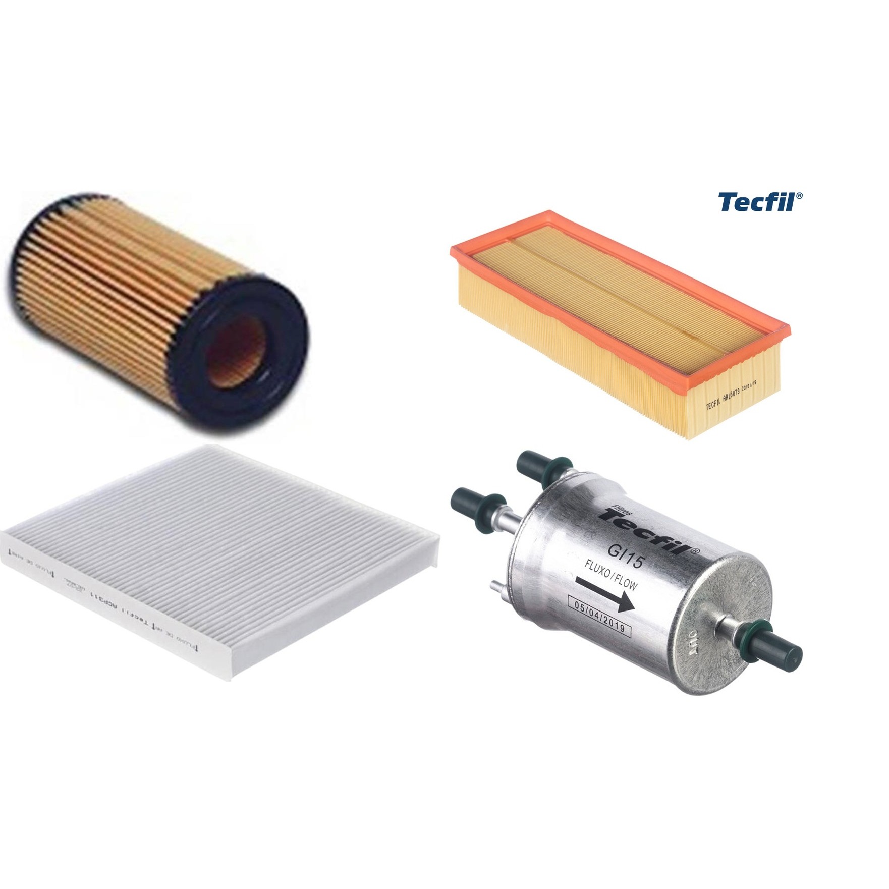 Kit Filtros de Ar do Motor, Óleo, Cabine e Combustível - Tecfil - ACP311 / ARL6073 / GI15 / PEL313