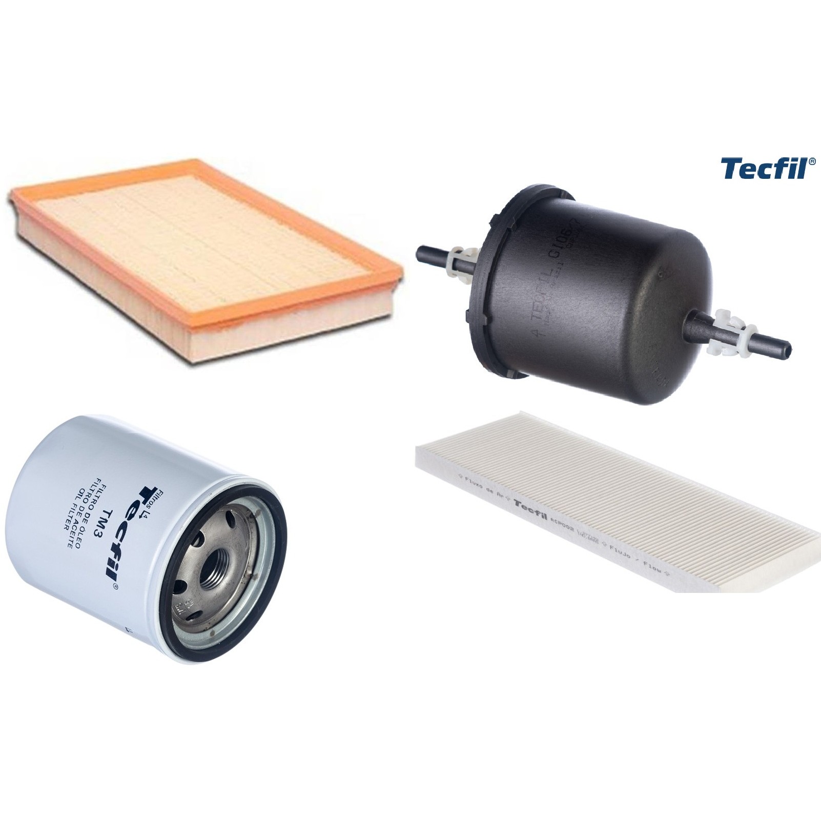 Kit Filtros de Ar do Motor, Óleo, Cabine e Combustível - Tecfil - ACP002 / ARL8839 / GI06/7 / PSL18M-(TM3)