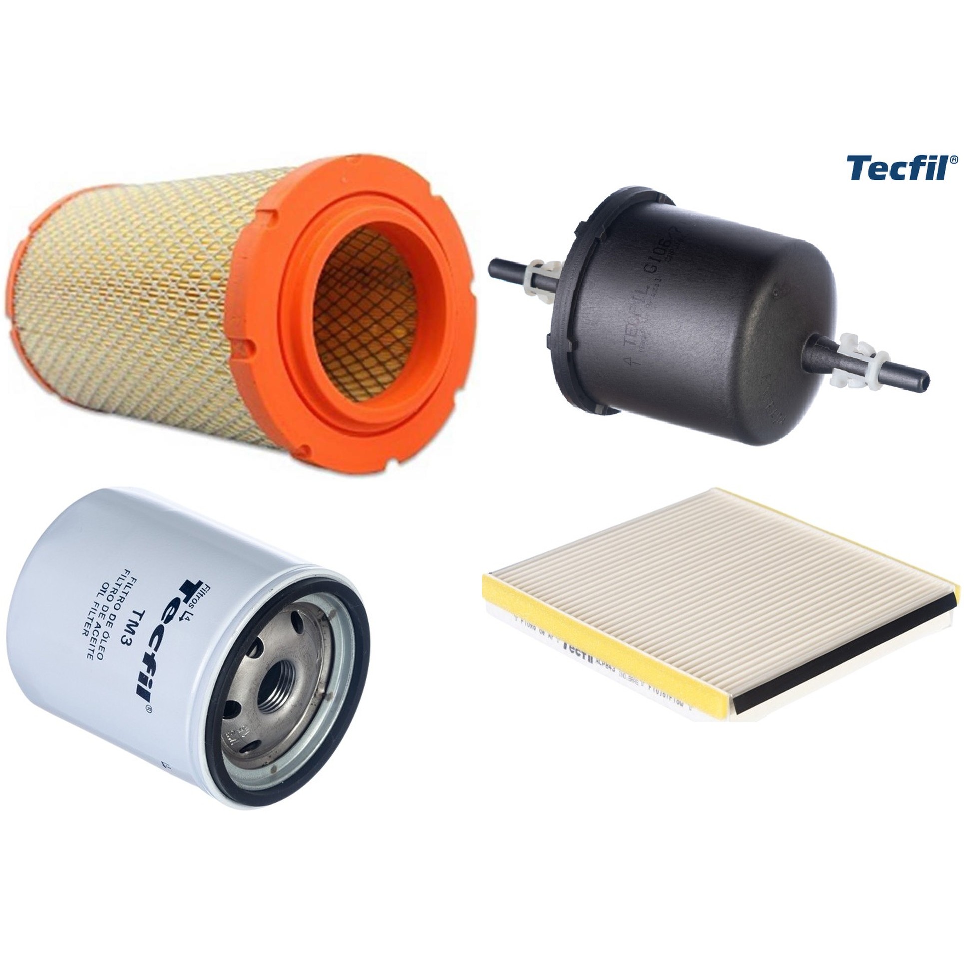 Kit Filtros de Ar do Motor, Óleo, Cabine e Combustível - Tecfil - ACP843 / ARS2869 / GI06/7 / PSL18M-(TM3)