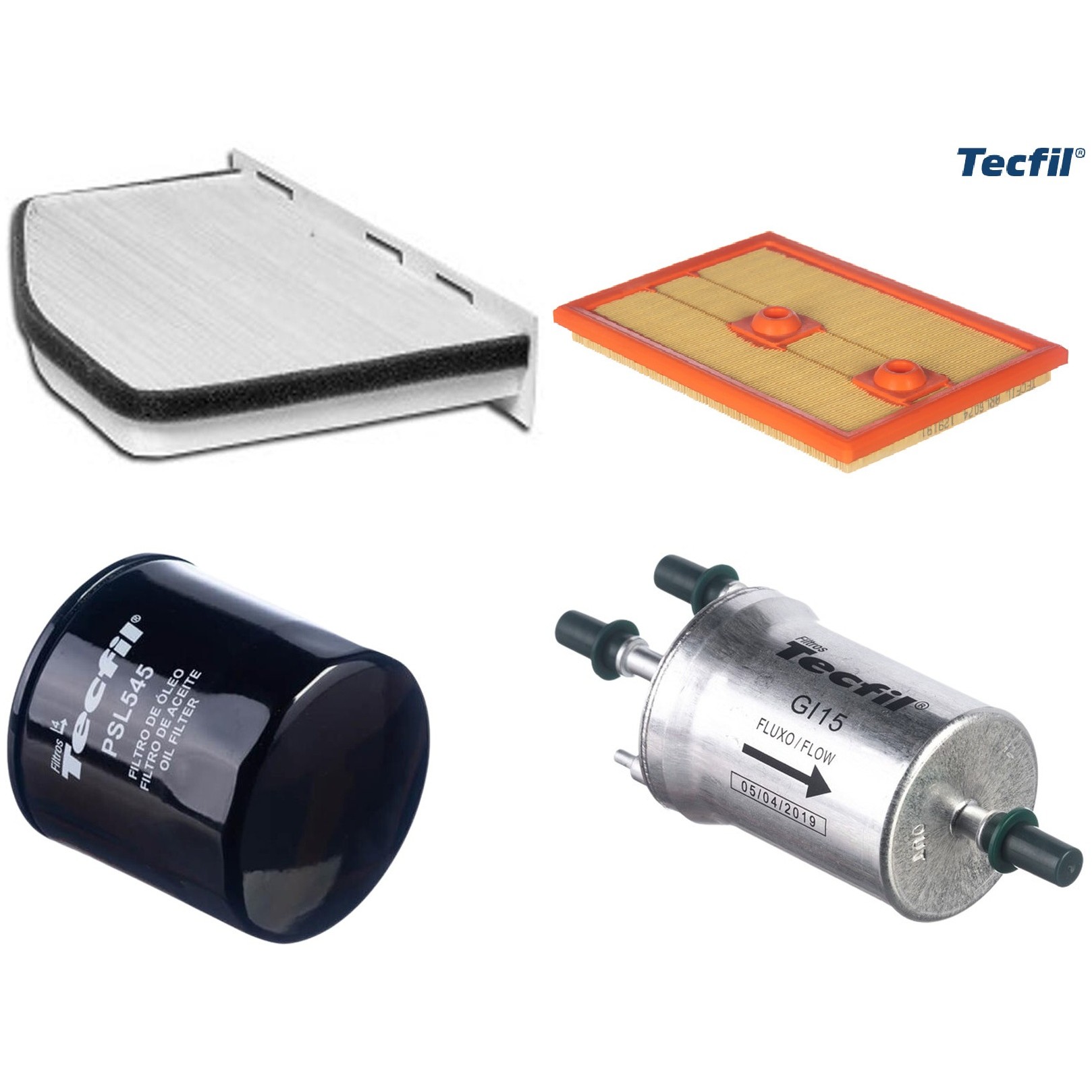 Kit Filtros de Ar do Motor, Óleo, Cabine e Combustível - Tecfil - ACP309 / ARL6074 / GI15 / PSL545