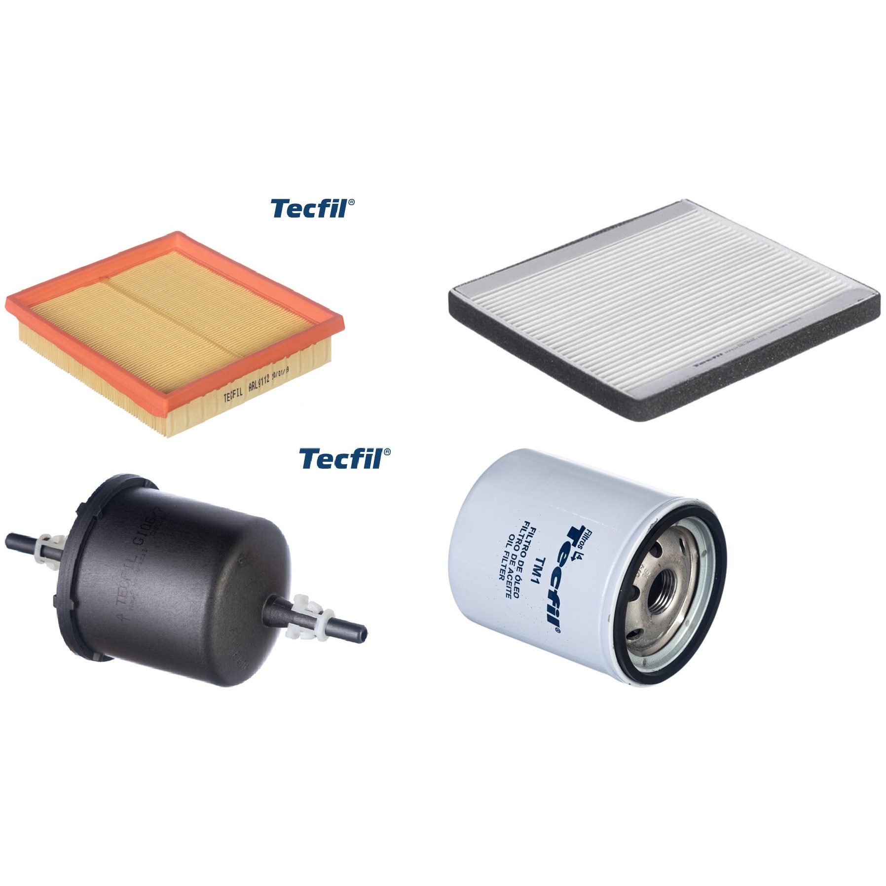 Kit Filtros de Ar do Motor, Óleo, Cabine e Combustível - Tecfil - ACP812 / ARL9112 / GI06/7 / PSL34M-(TM1)