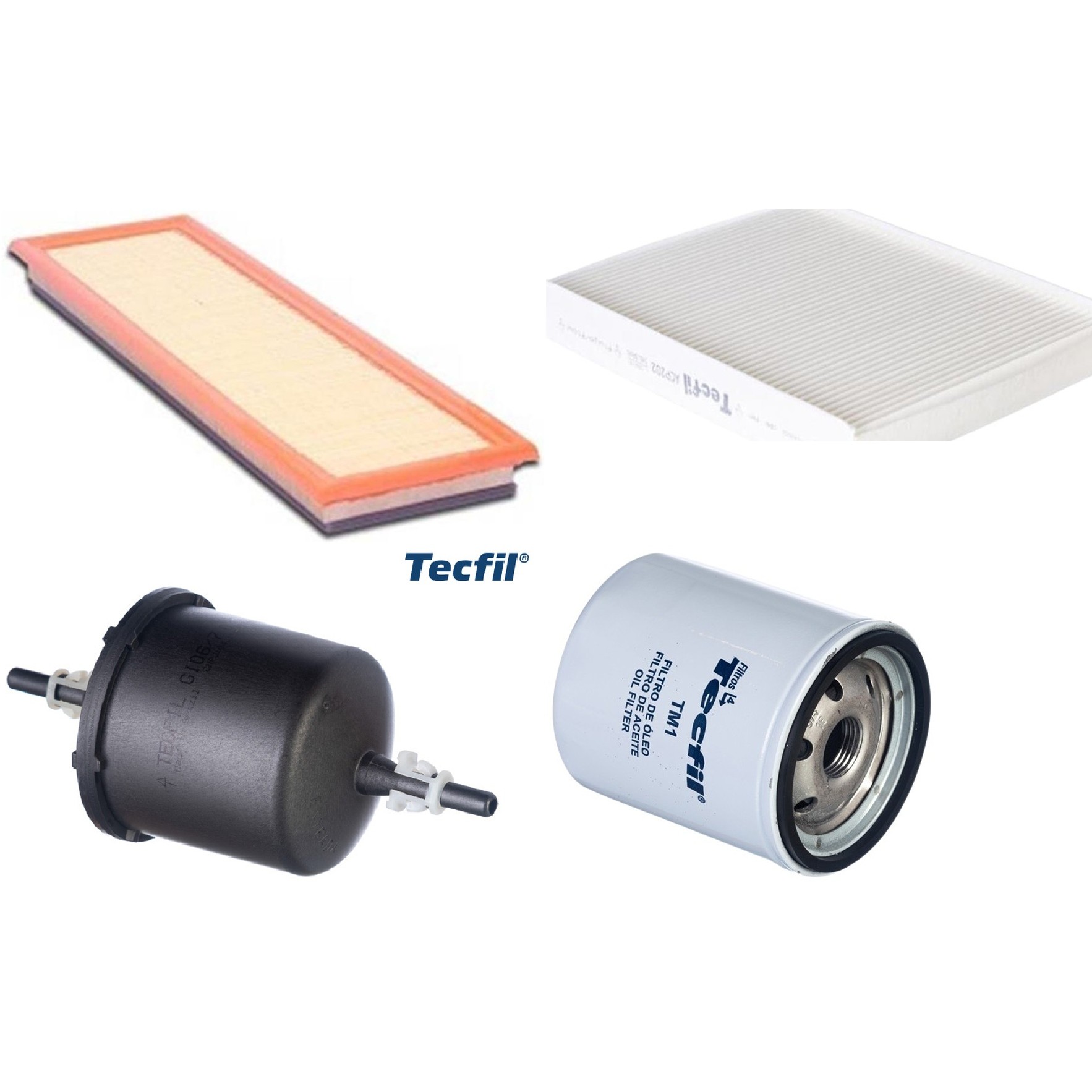 Kit Filtros de Ar do Motor, Óleo, Cabine e Combustível - Tecfil - ACP202 / ARL9608 / GI06/7 / PSL34M-(TM1)