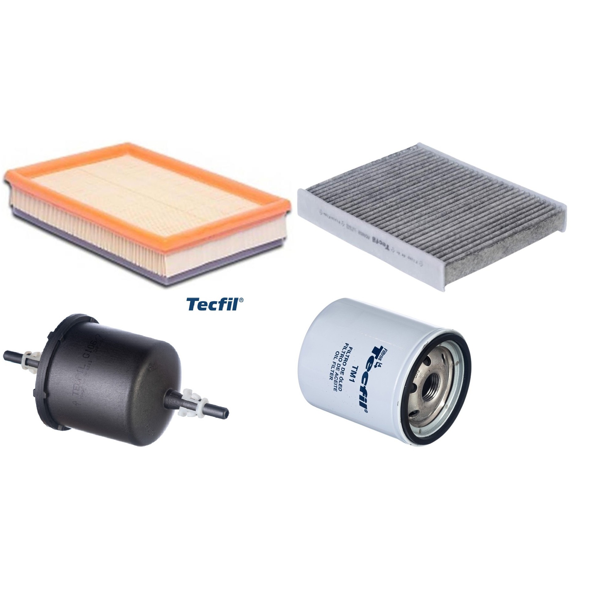 Kit Filtros de Ar do Motor, Óleo, Cabine e Combustível - Tecfil - ACA202 / ARL9603 / GI06/7 / PSL34M-(TM1)