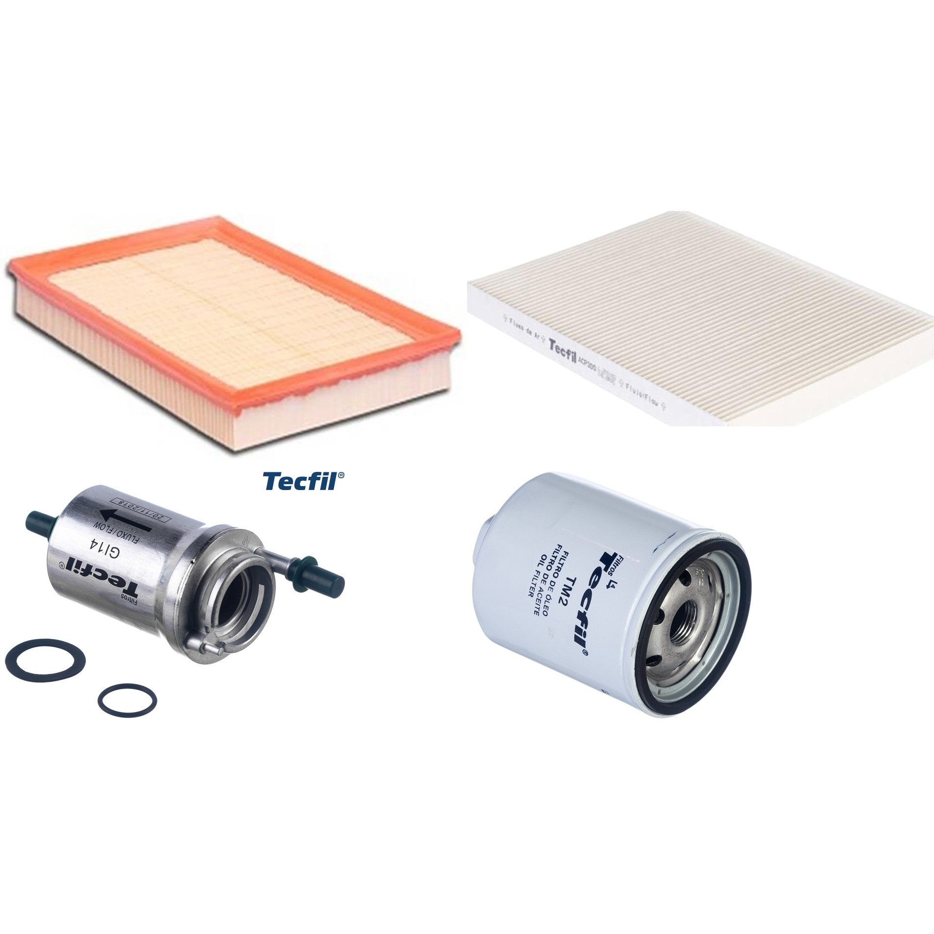 Kit Filtros de Ar do Motor, Óleo, Cabine e Combustível - Tecfil - ACP300 / ARL6095 / GI14 / PSL34MP-(TM2)