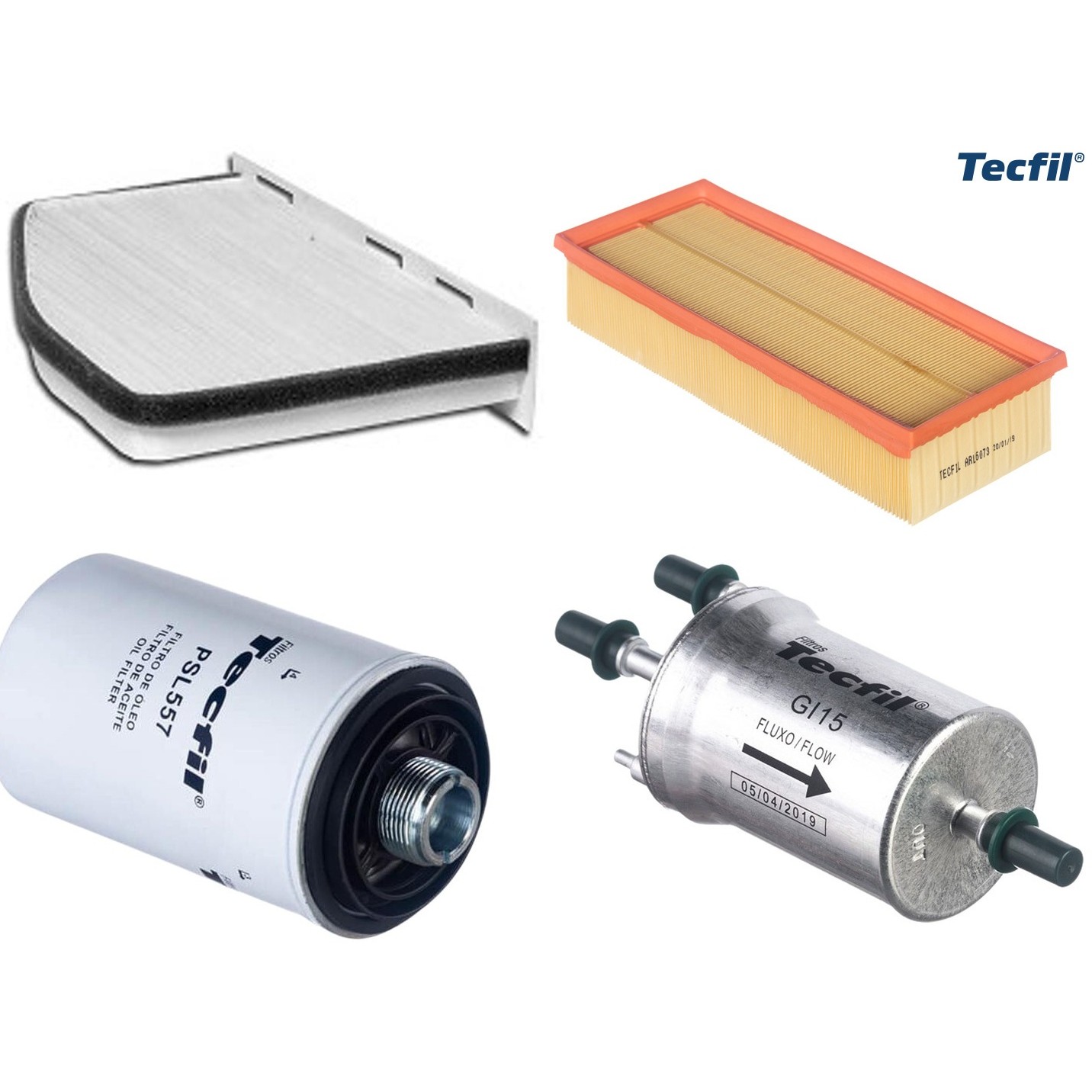 Kit Filtros de Ar do Motor, Óleo, Cabine e Combustível - Tecfil - ACP309 / ARL6073 / GI15 / PSL557