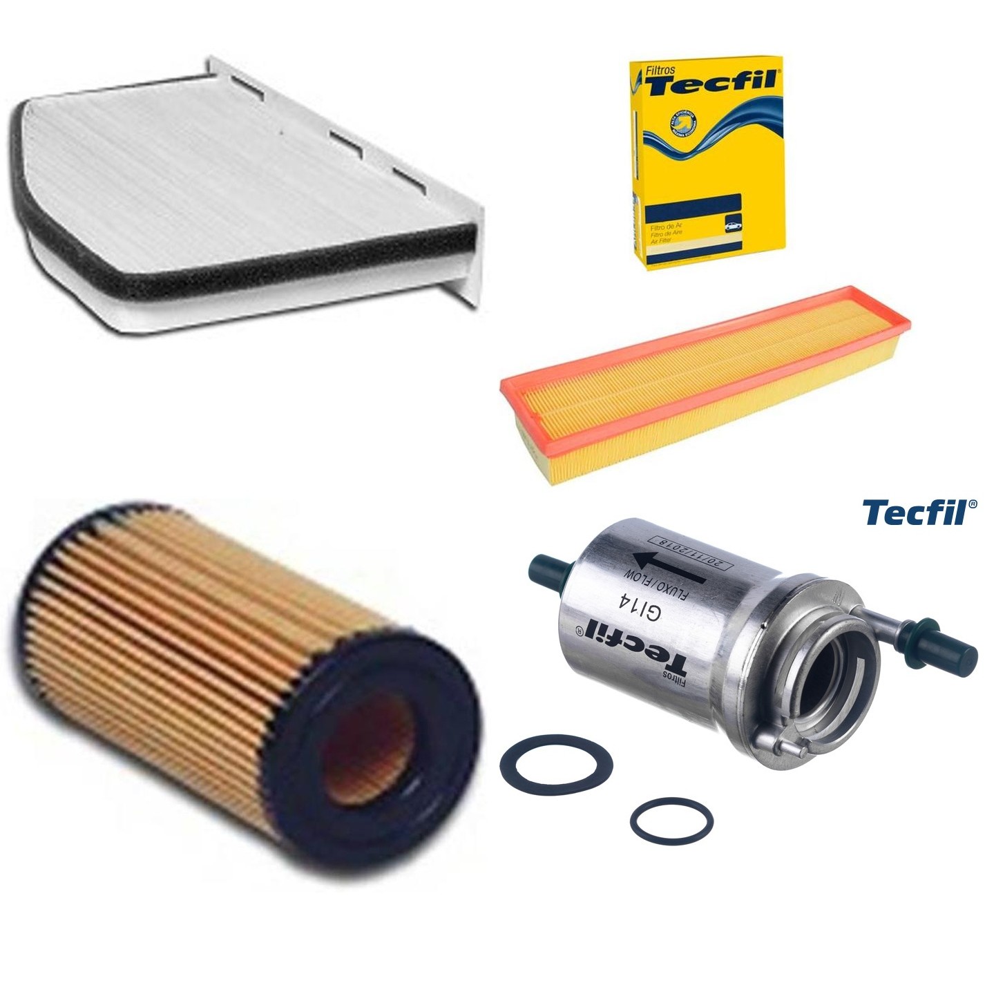 Kit Filtros de Ar do Motor, Óleo, Cabine e Combustível - Tecfil - ACP309 / ARL6099 / GI14 / PEL313