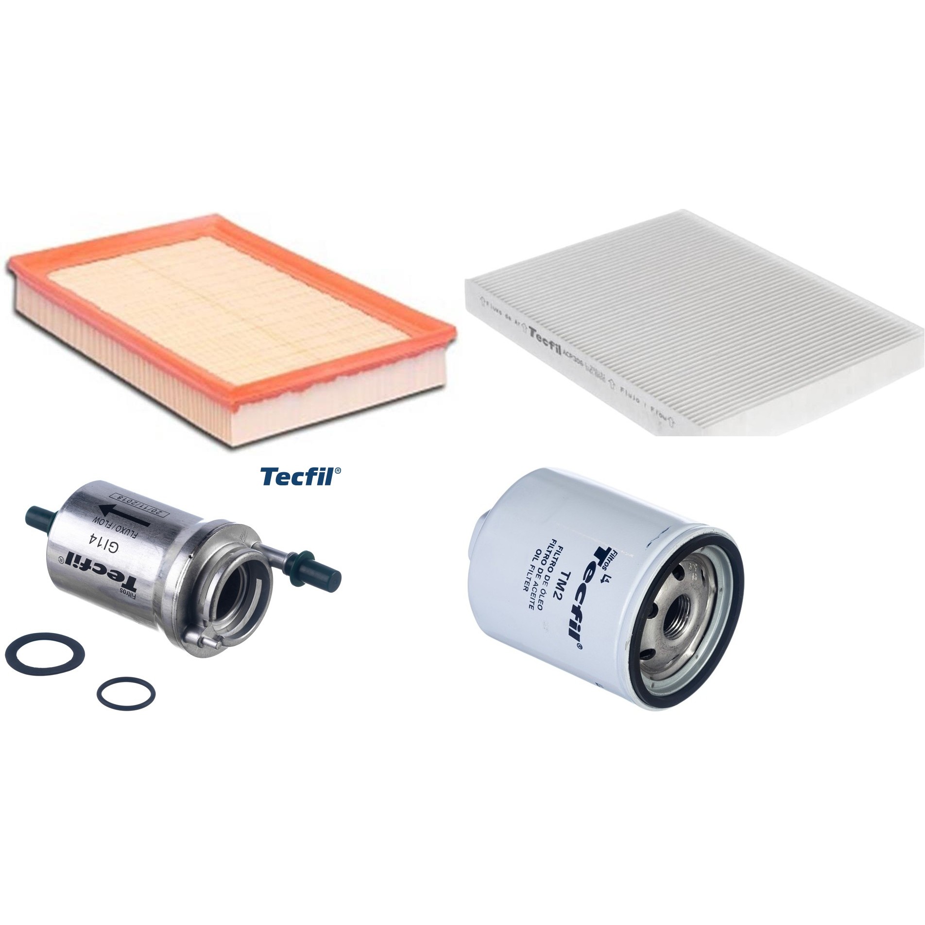 Kit Filtros de Ar do Motor, Óleo, Cabine e Combustível - Tecfil - ACP306 / ARL6095 / GI14 / PSL34MP-(TM2)