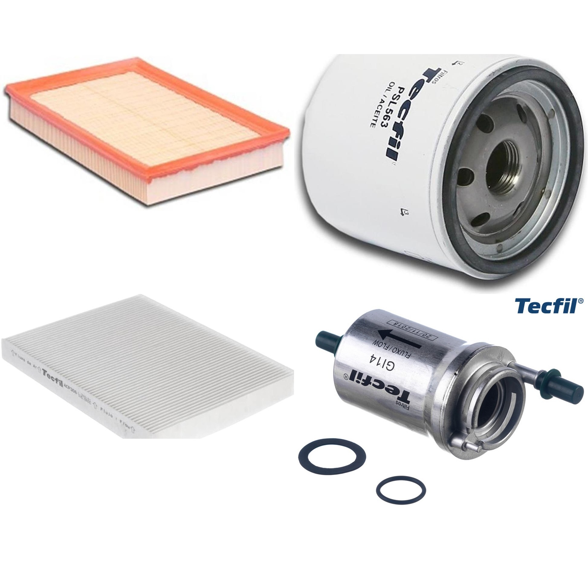 Kit Filtros de Ar do Motor, Óleo, Cabine e Combustível - Tecfil - ACP306 / ARL6095 / GI14 / PSL563
