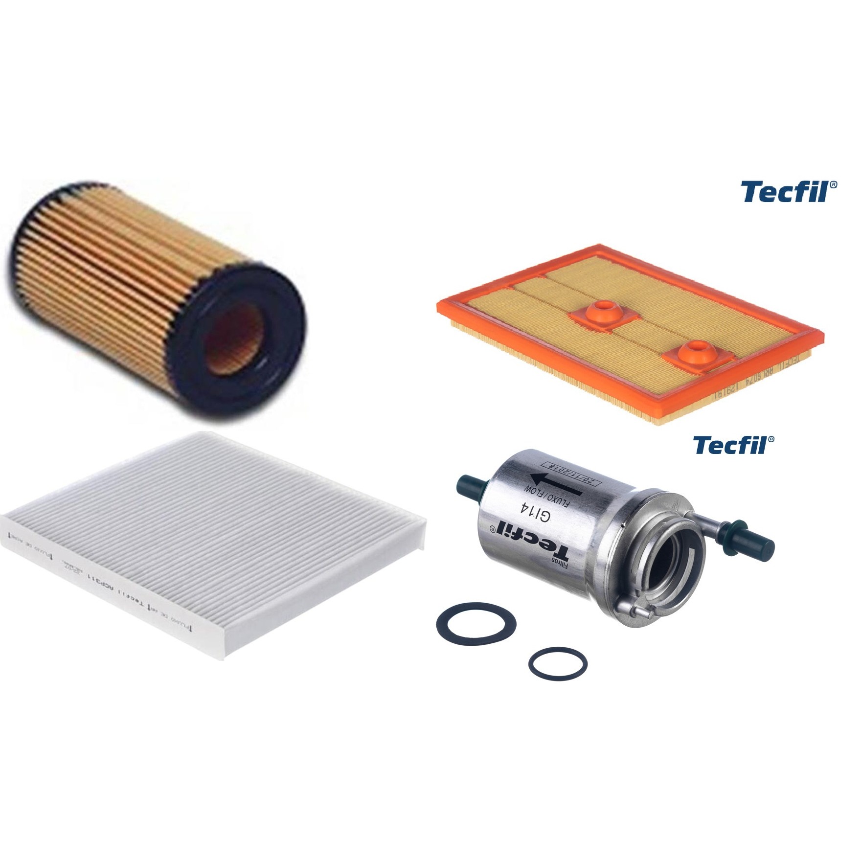 Kit Filtros de Ar do Motor, Óleo, Cabine e Combustível - Tecfil - ACP311 / ARL6074 / GI14 / PEL313