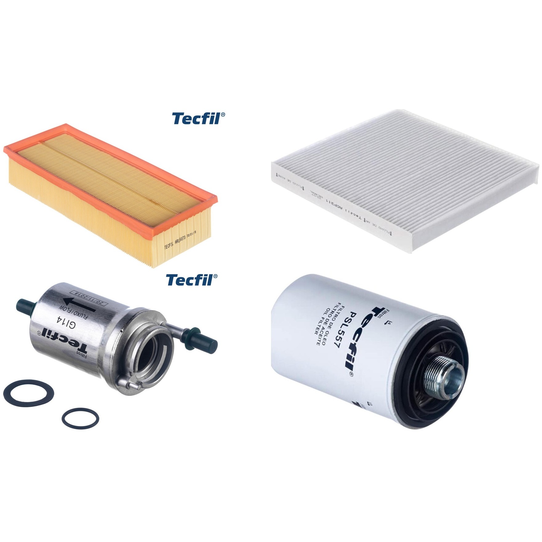 Kit Filtros de Ar do Motor, Óleo, Cabine e Combustível - Tecfil - ACP311 / ARL6073 / GI14 / PSL557