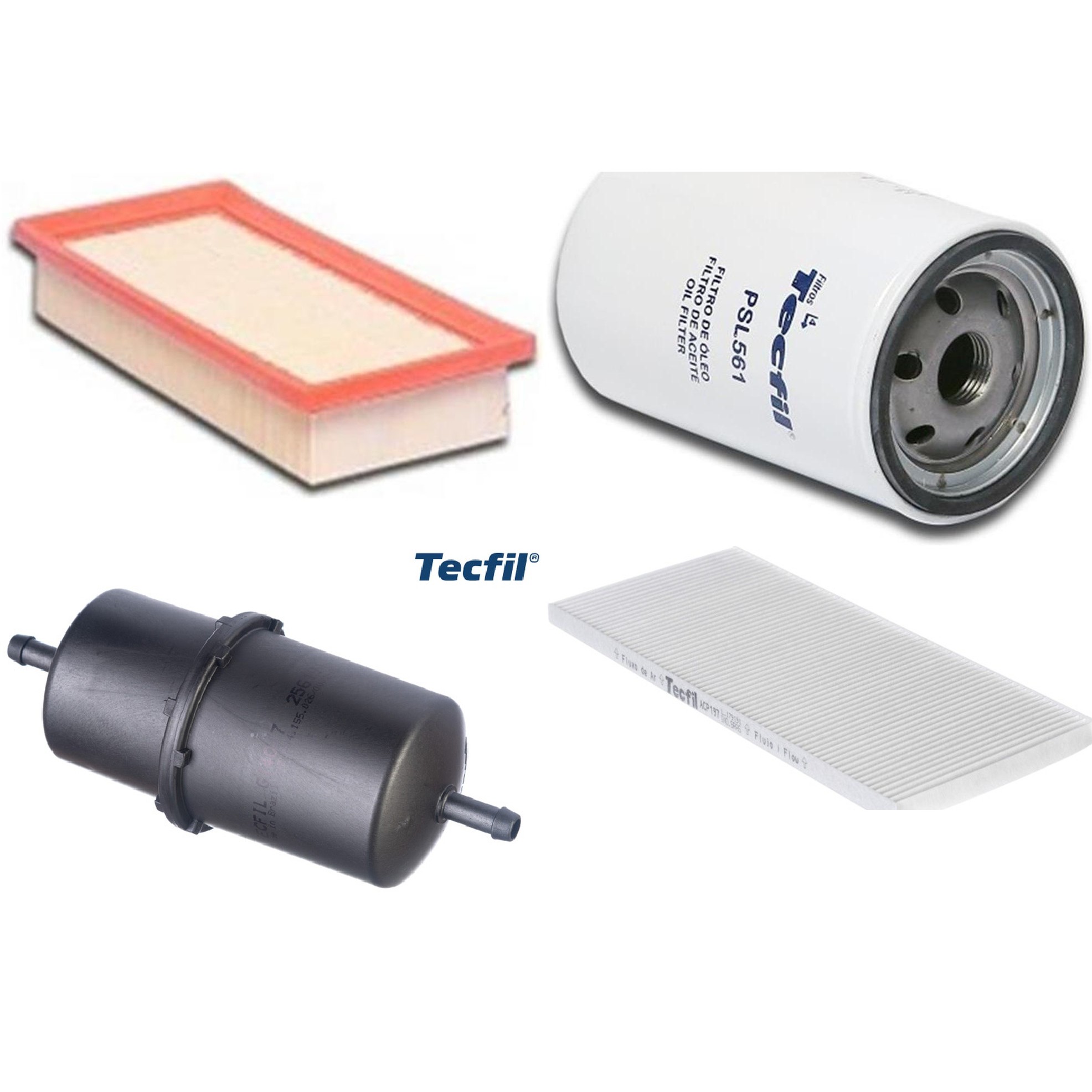 Kit Filtros de Ar do Motor, Óleo, Cabine e Combustível - Tecfil - ACP197 / ARL2505 / GI40/7 / PSL561