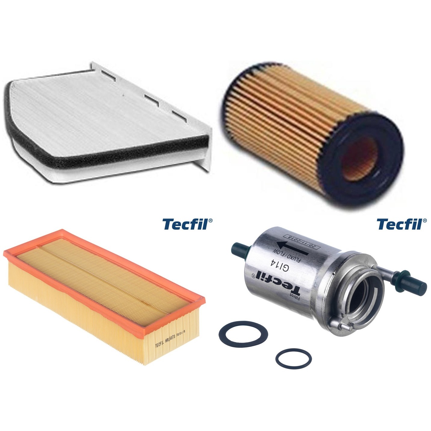Kit Filtros de Ar do Motor, Óleo, Cabine e Combustível - Tecfil - ACP309 / ARL6073 / GI14 / PEL313