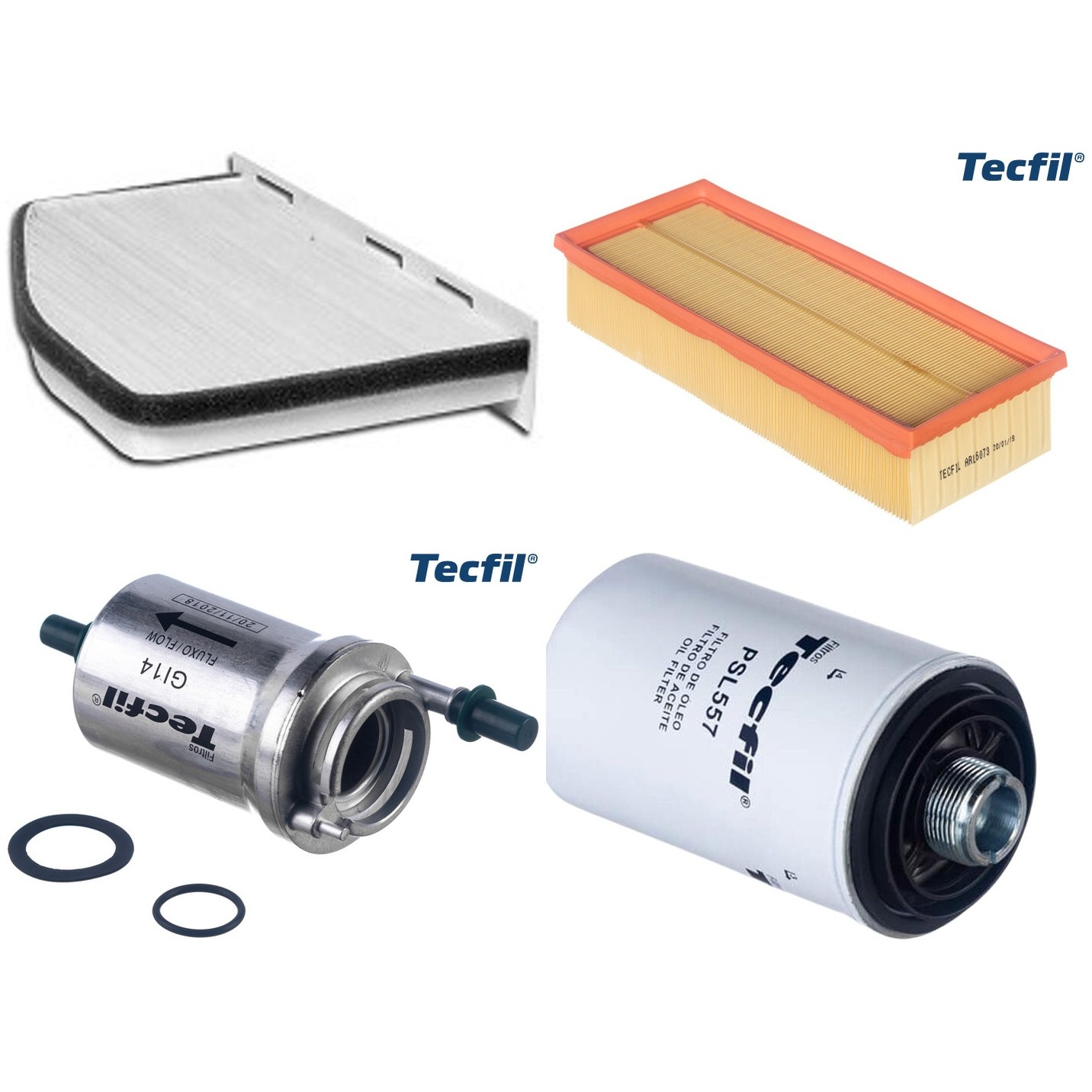Kit Filtros de Ar do Motor, Óleo, Cabine e Combustível - Tecfil - ACP309 / ARL6073 / GI14 / PSL557