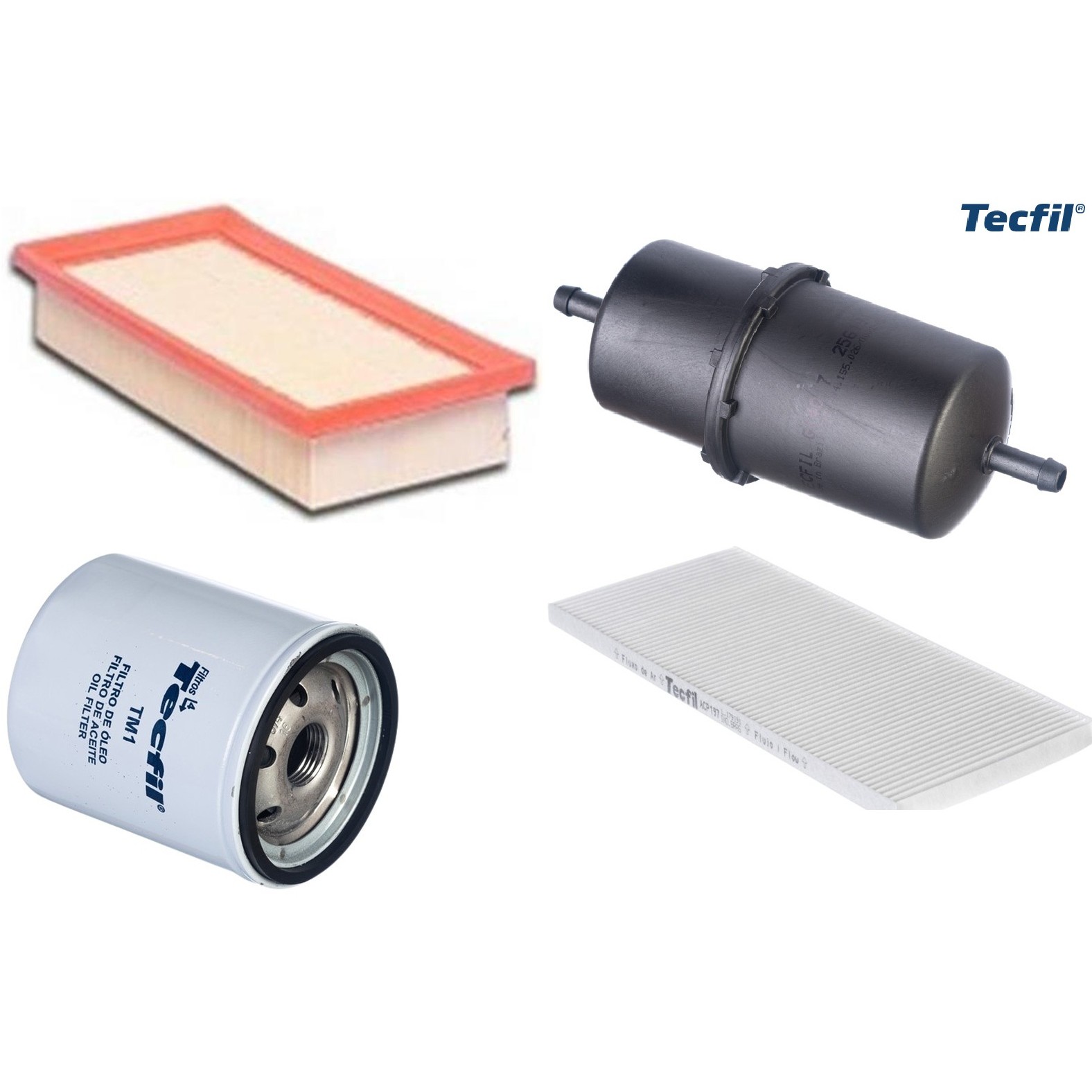 Kit Filtros de Ar do Motor, Óleo, Cabine e Combustível - Tecfil - ACP197 / ARL2505 / GI40/7 / PSL34M-(TM1)