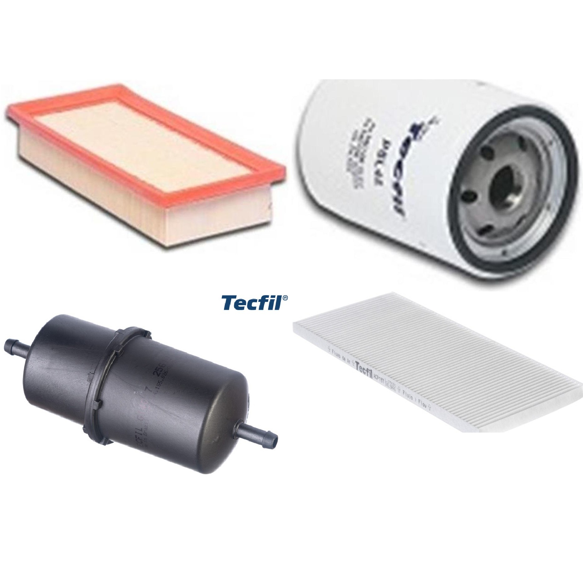 Kit Filtros de Ar do Motor, Óleo, Cabine e Combustível - Tecfil - ACP197 / ARL2505 / GI40/7 / PSL45