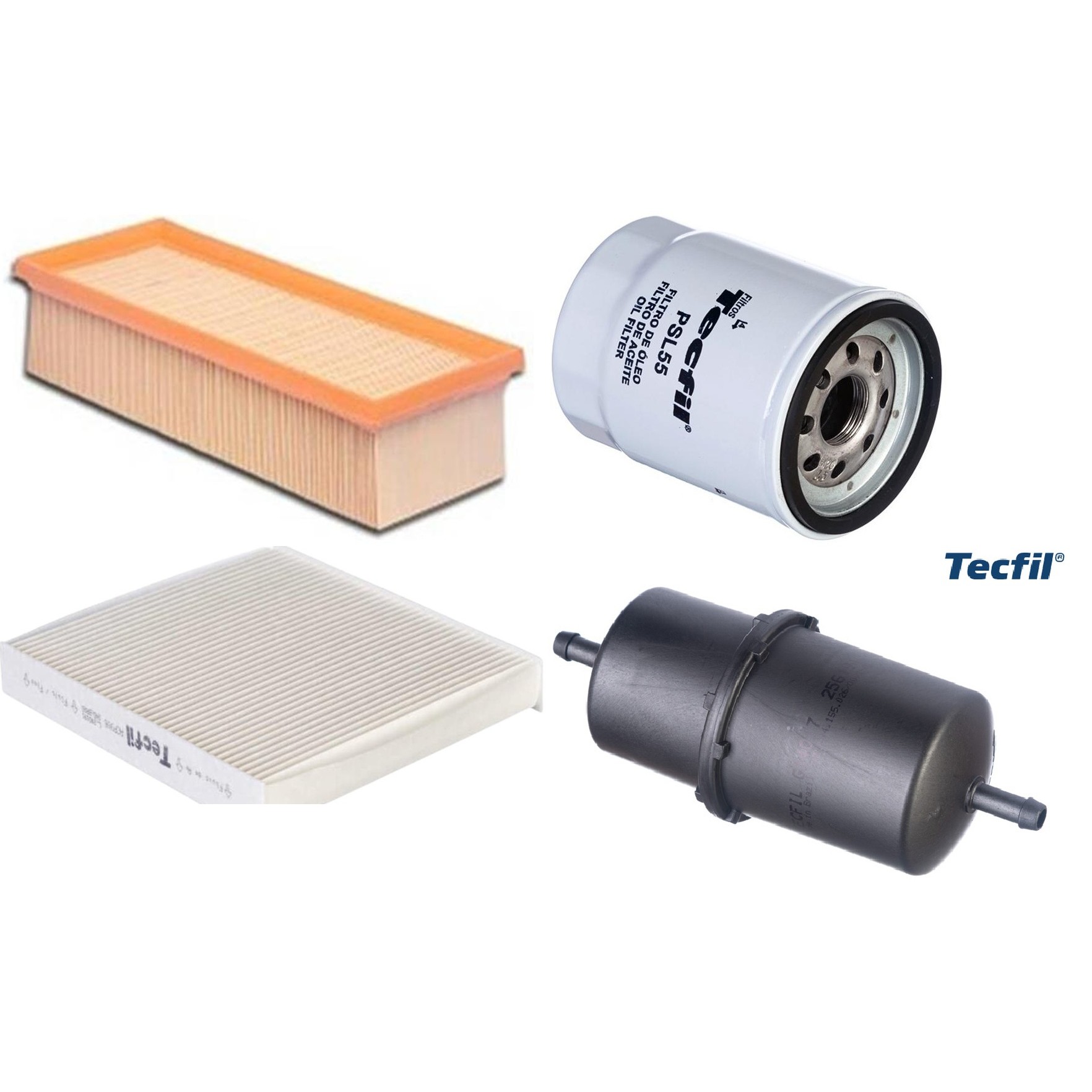 Kit Filtros de Ar do Motor, Óleo, Cabine e Combustível - Tecfil - ACP906 / ARL4152 / GI40/7 / PSL55