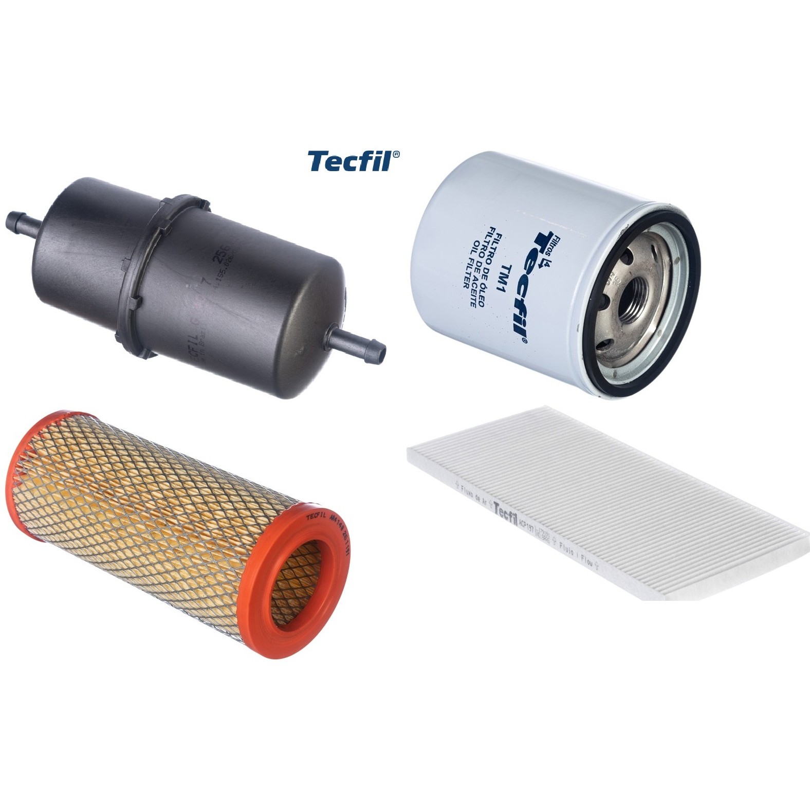 Kit Filtros de Ar do Motor, Óleo, Cabine e Combustível - Tecfil - ACP197 / AR4148 / GI40/7 / PSL34M-(TM1)