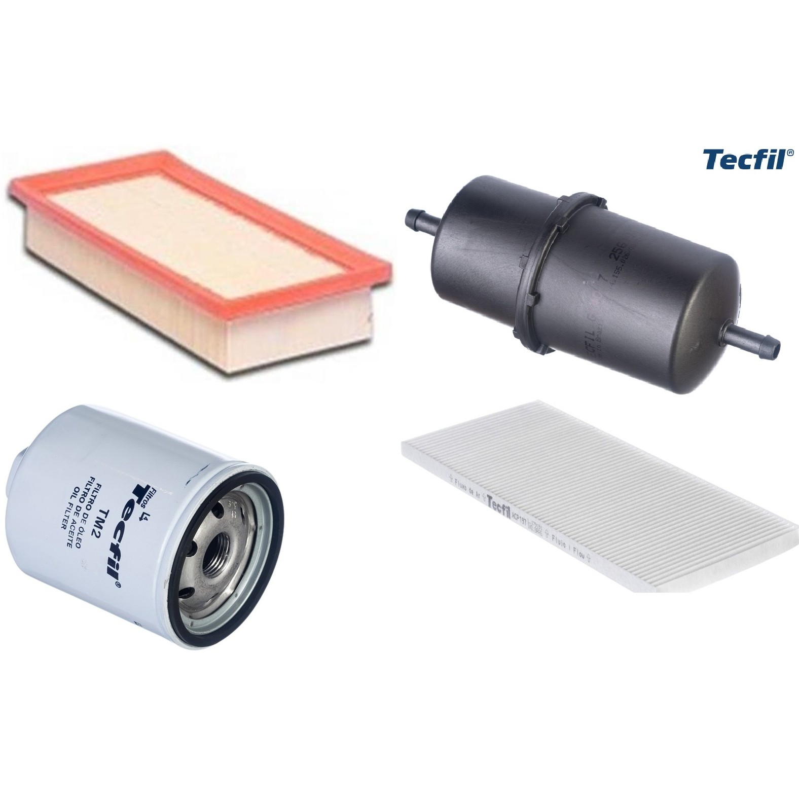 Kit Filtros de Ar do Motor, Óleo, Cabine e Combustível - Tecfil - ACP197 / ARL2505 / GI40/7 / PSL34MP-(TM2)