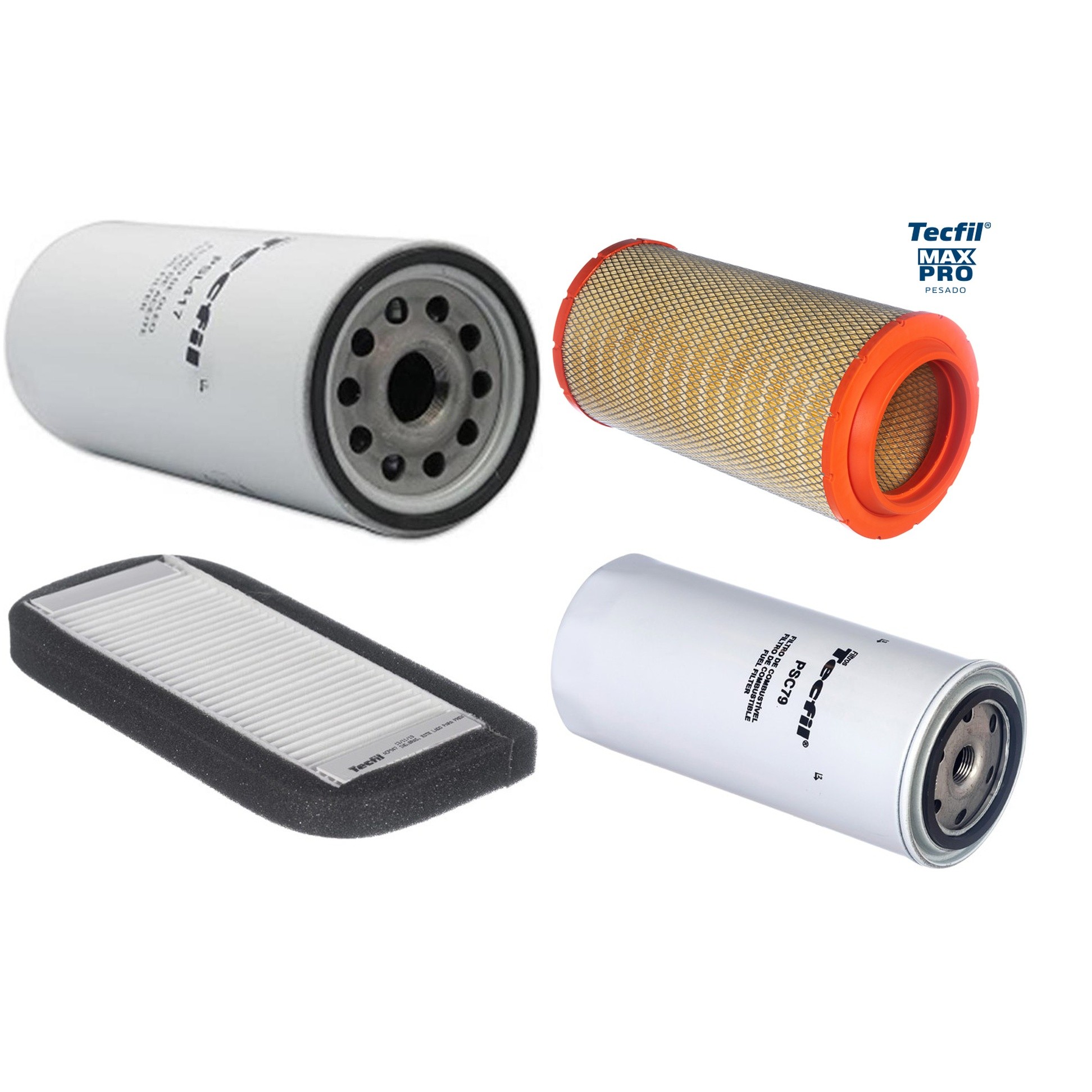 Kit Filtros de Ar do Motor, Óleo, Cabine e Combustível - Tecfil - ACP947 / ARS9840 / PSC79 / PSL417