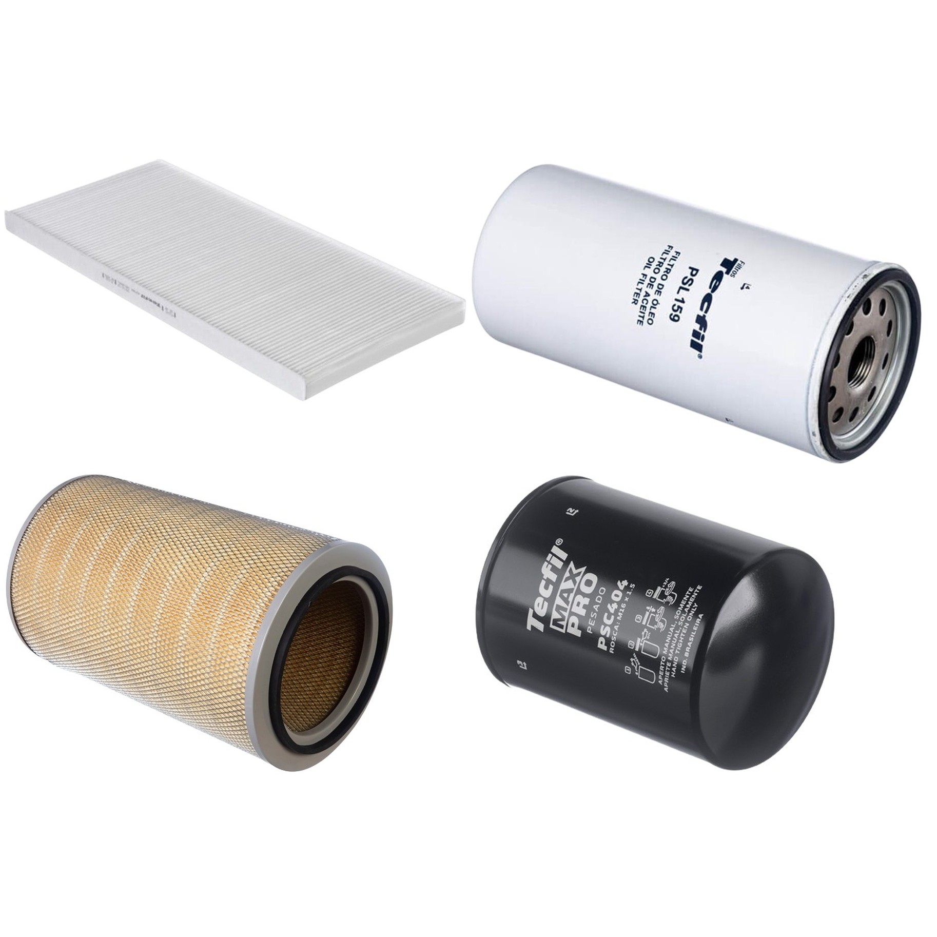 Kit Filtros de Ar do Motor, Óleo, Cabine e Combustível - Tecfil - ACP966 / AP7554 / PSC404 / PSL159