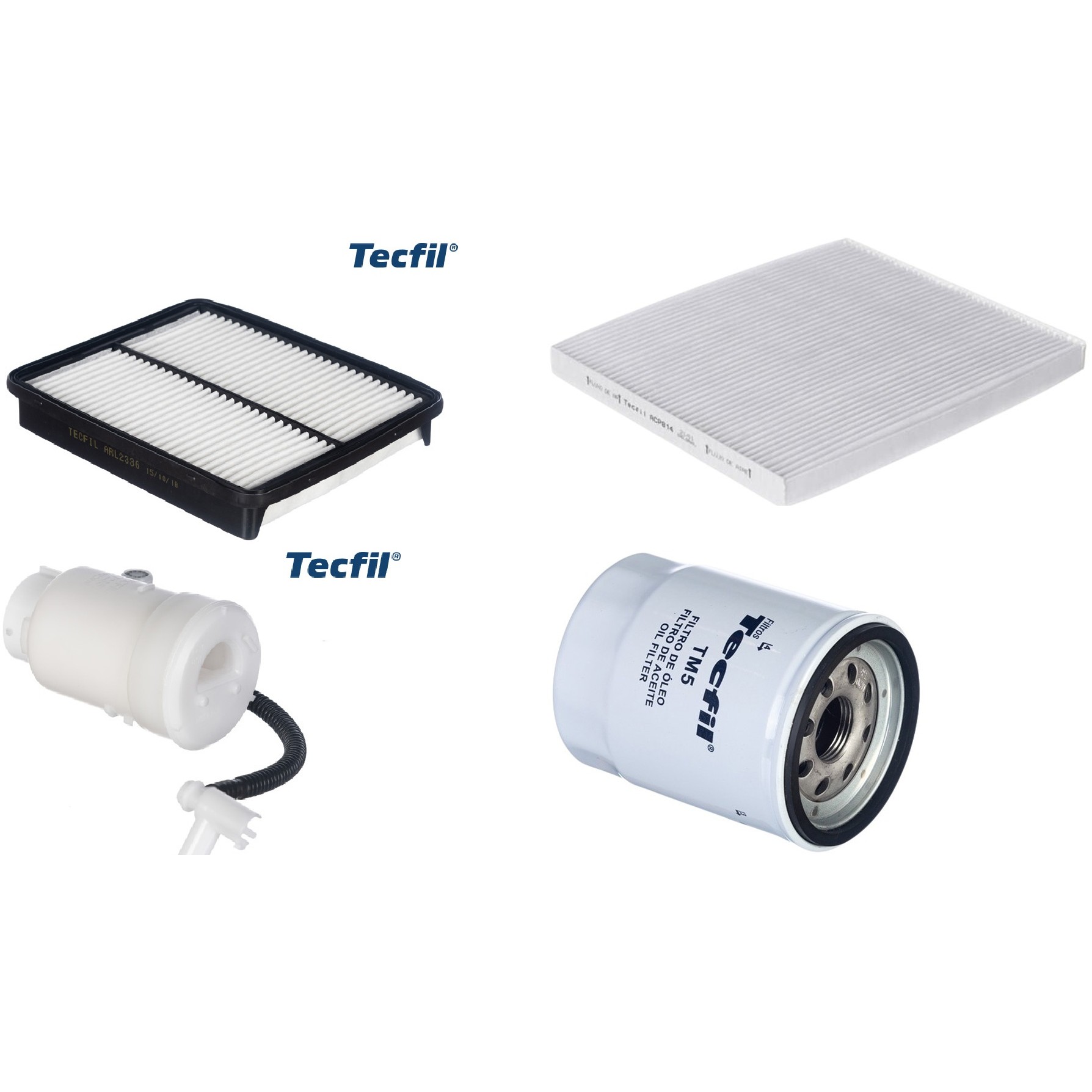 Kit Filtros de Ar do Motor, Óleo, Cabine e Combustível - Tecfil - ACP814 / ARL2336 / FBT2357 / PSL55M-(TM5)