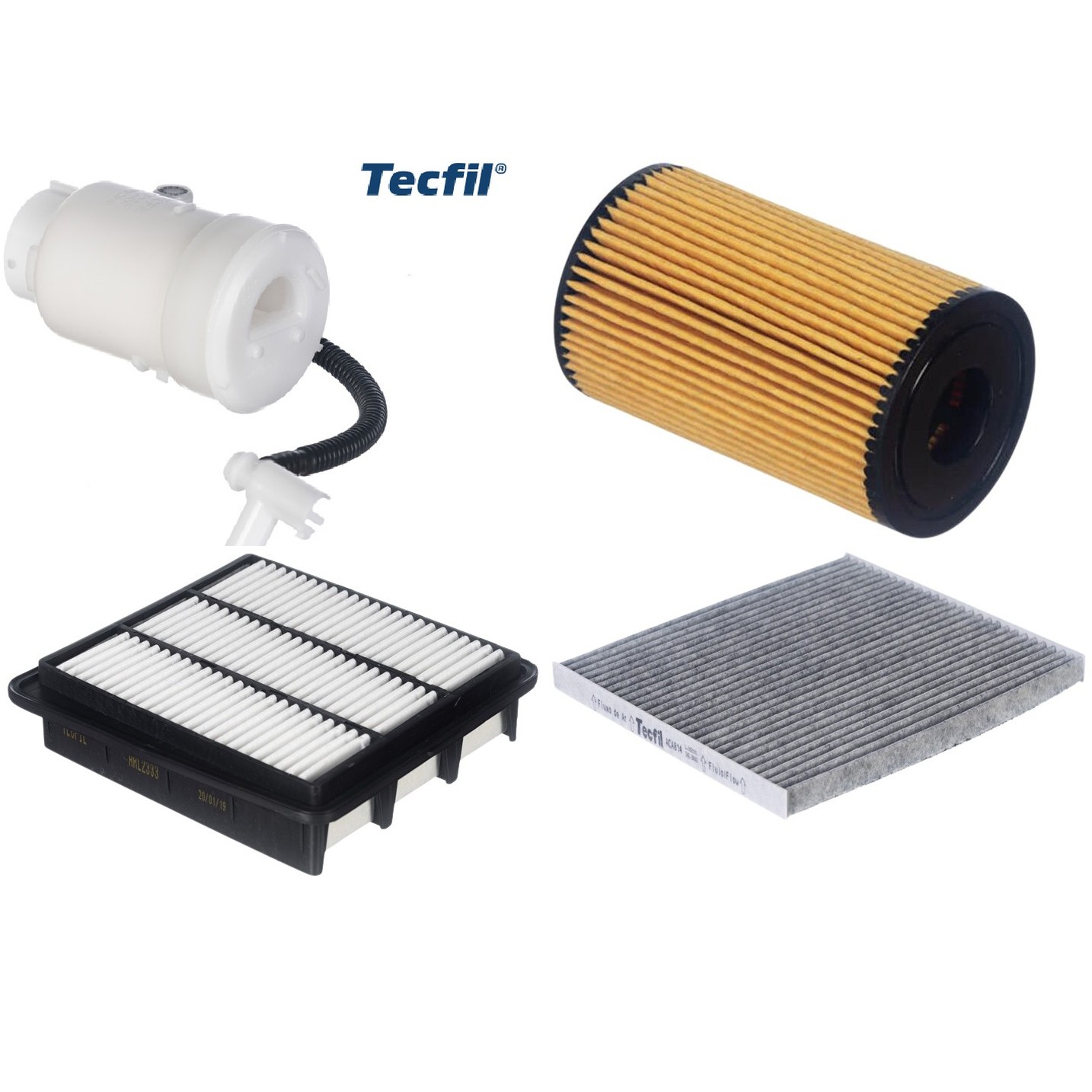 Kit Filtros de Ar do Motor, Óleo, Cabine e Combustível - Tecfil - ACA814 / ARL2333 / FBT2357 / PEL115