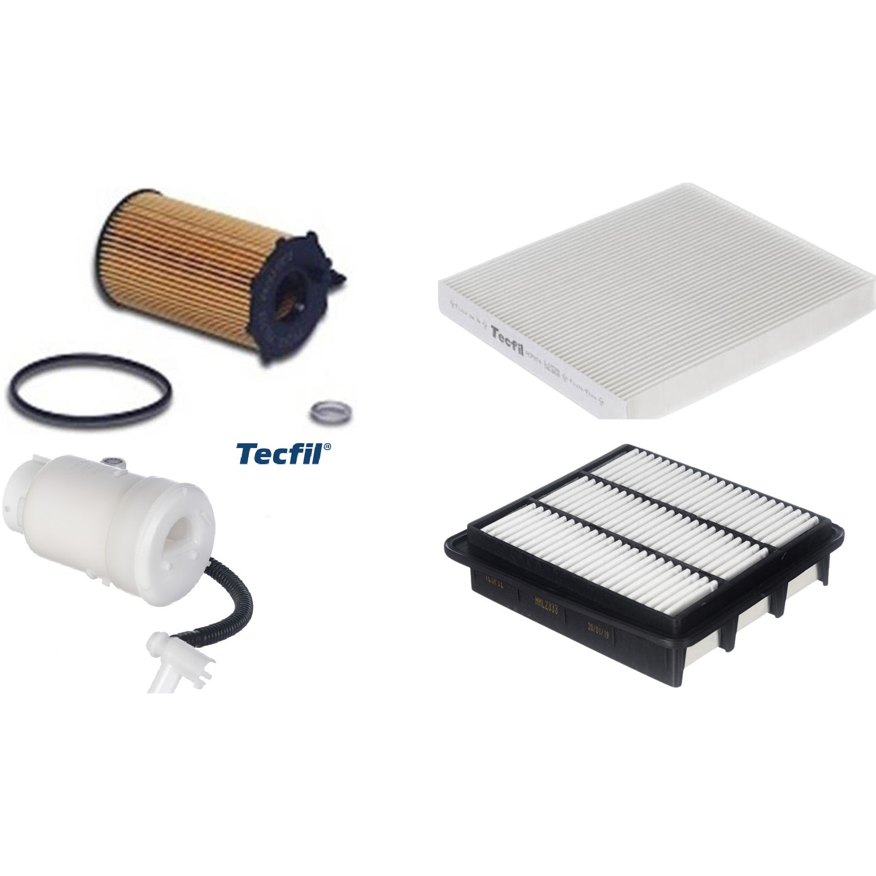 Kit Filtros de Ar do Motor, Óleo, Cabine e Combustível - Tecfil - ACP974 / ARL2333 / FBT2357 / PEL722