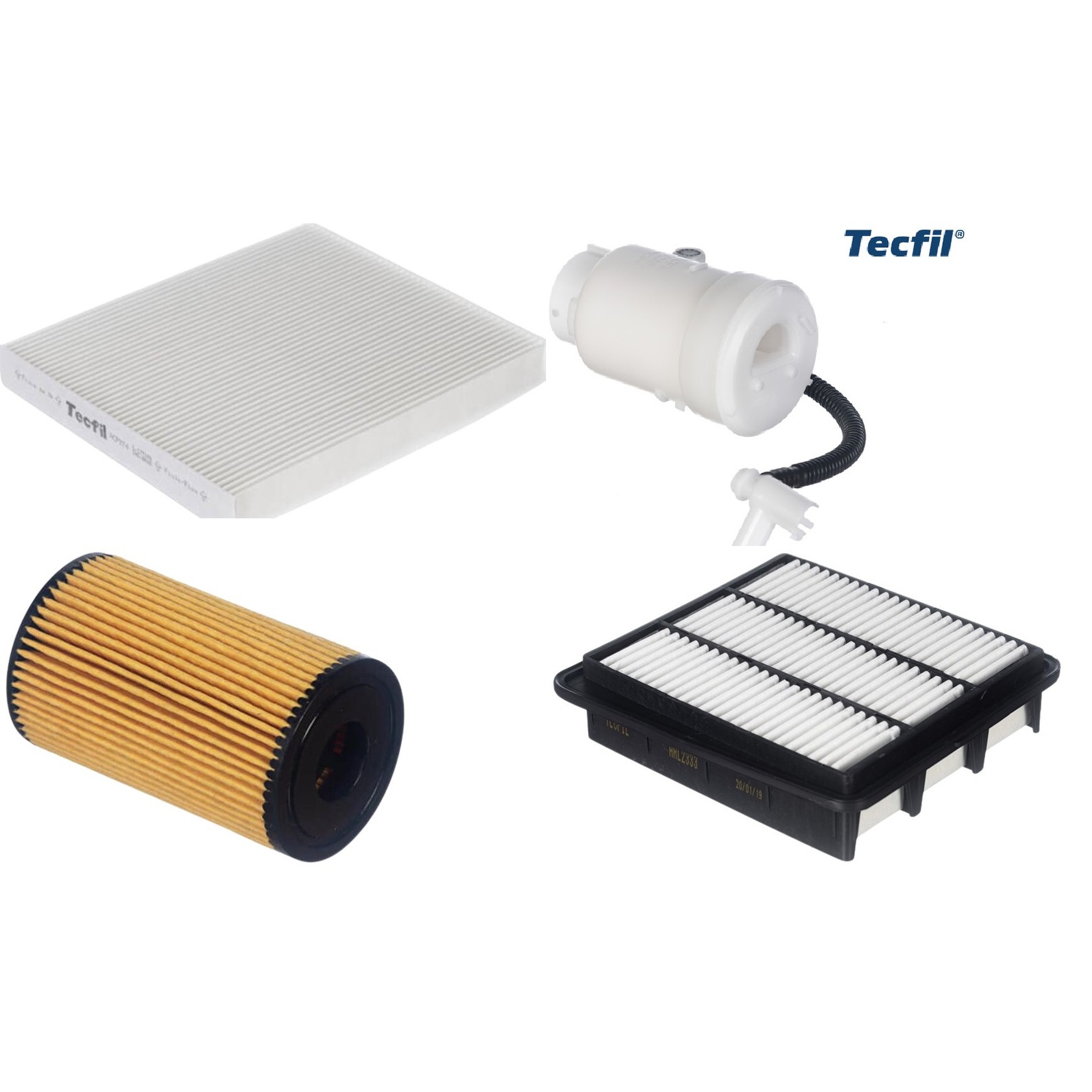 Kit Filtros de Ar do Motor, Óleo, Cabine e Combustível - Tecfil - ACP974 / ARL2333 / FBT2357 / PEL115