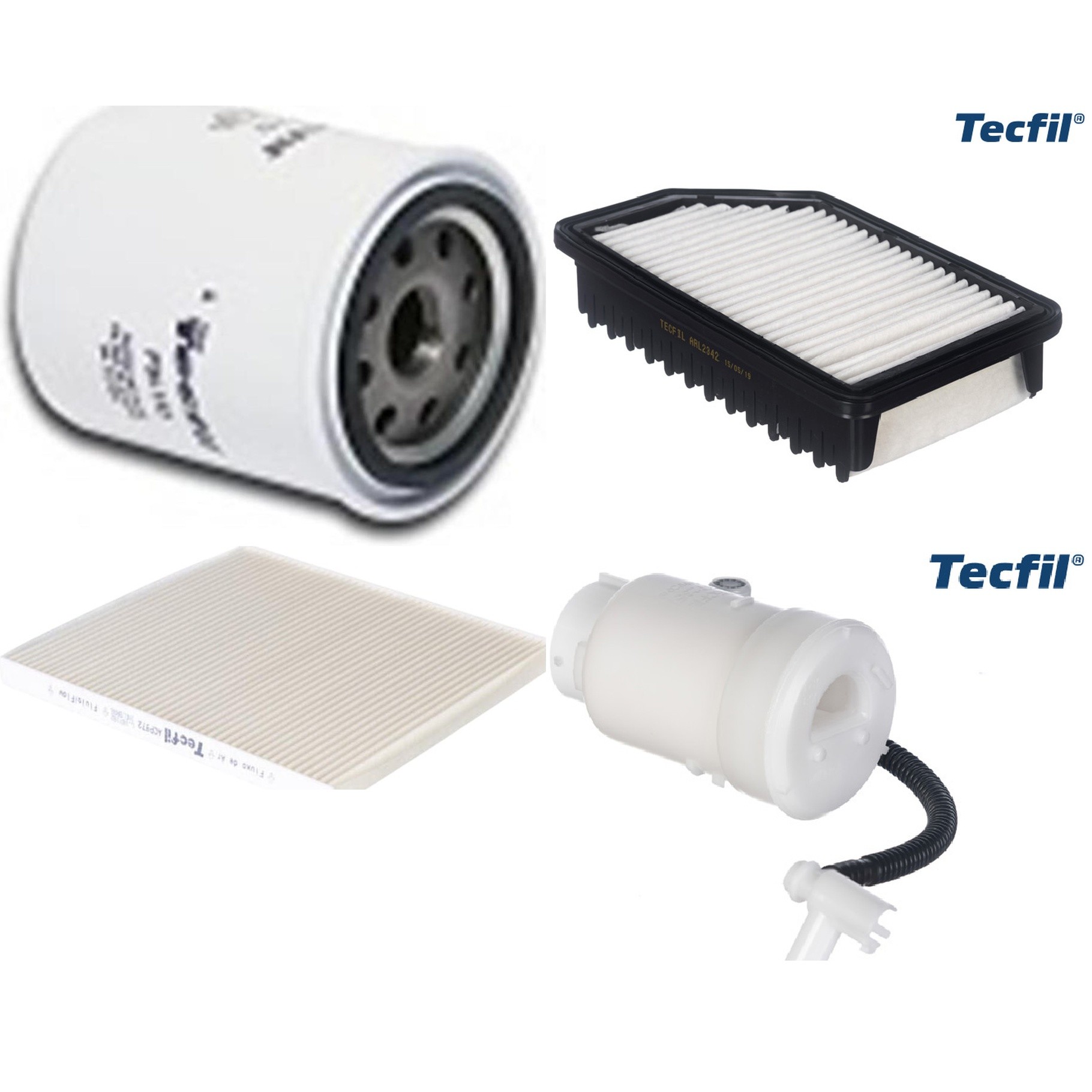 Kit Filtros de Ar do Motor, Óleo, Cabine e Combustível - Tecfil - ACP972 / ARL2342 / FBT2357 / PSL152
