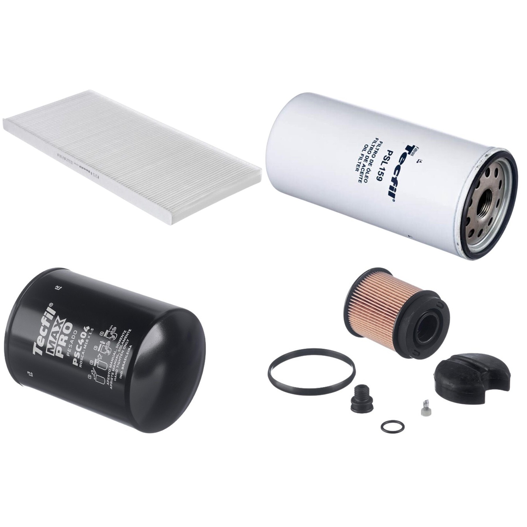Kit Filtros de Ar do Motor, Óleo, Cabine e Combustível - Tecfil - ACP966 / PEA178 / PSC404 / PSL159