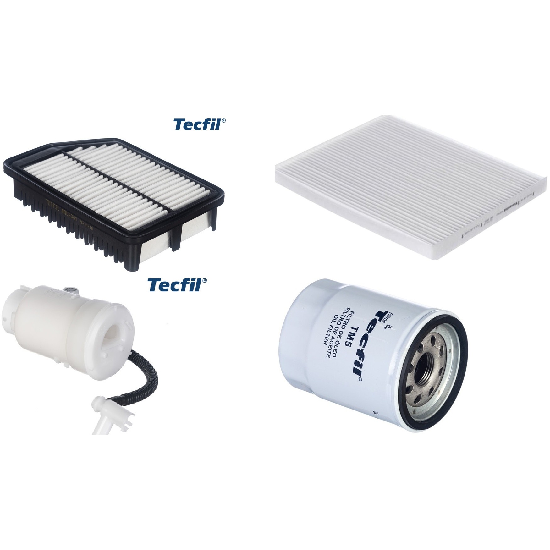 Kit Filtro de Ar, Combustível, Óleo e Ar Condicionado - Tecfil - ACP982 / ARL2341 / FBT2357 / PSL55M-(TM5)
