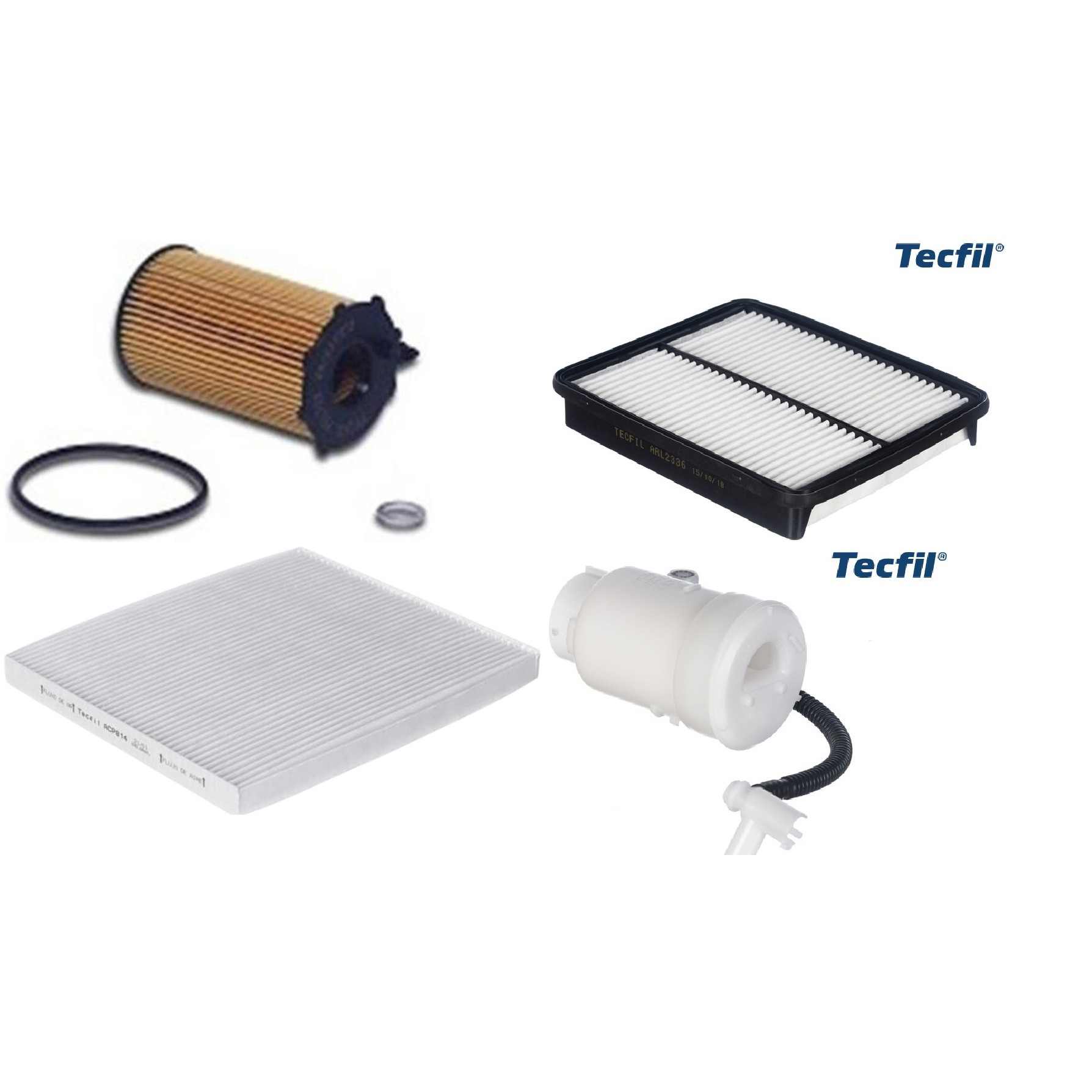 Kit Filtro de Ar, Combustível, Óleo e Ar Condicionado - Tecfil - ACP814 / ARL2336 / FBT2357 / PEL722