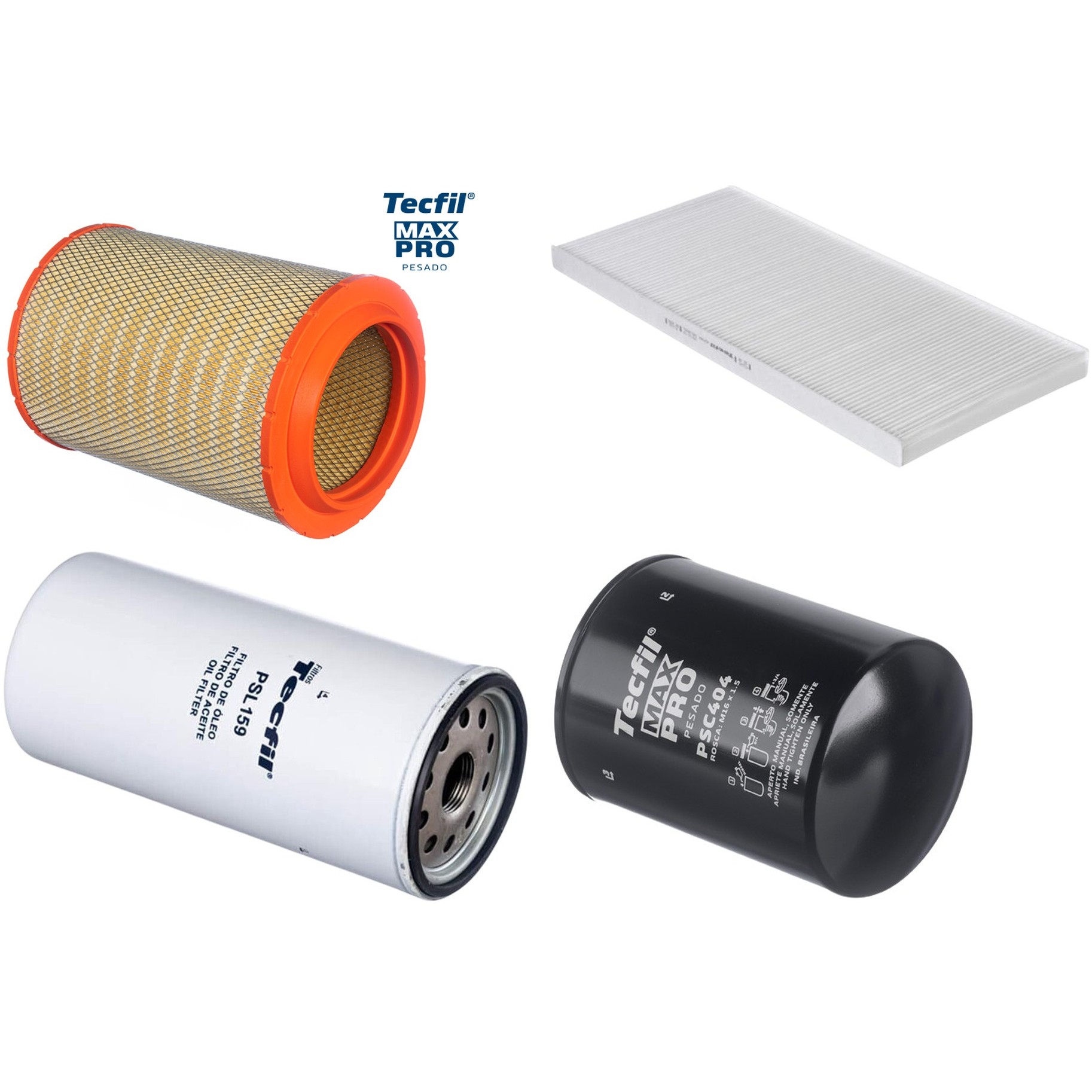 Kit Filtros de Ar do Motor, Óleo, Cabine e Combustível - Tecfil - ACP966 / ARS8235 / PSC404 / PSL159