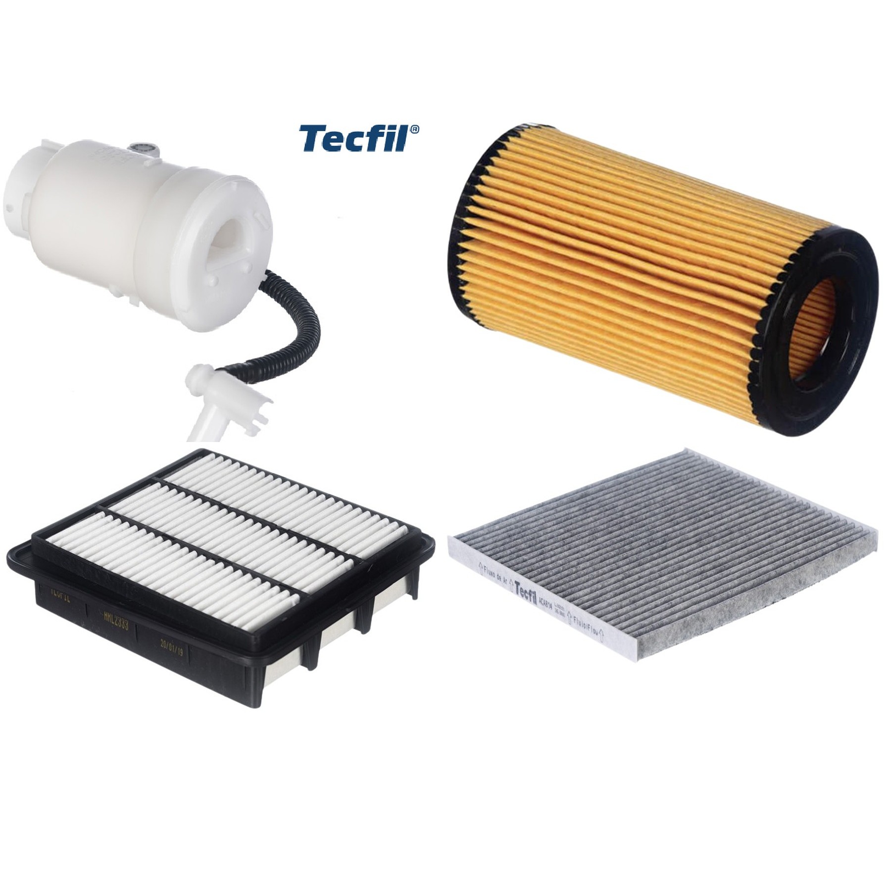 Kit Filtro de Ar, Combustível, Óleo e Ar Condicionado - Tecfil - ACA814 / ARL2333 / FBT2357 / PEL114
