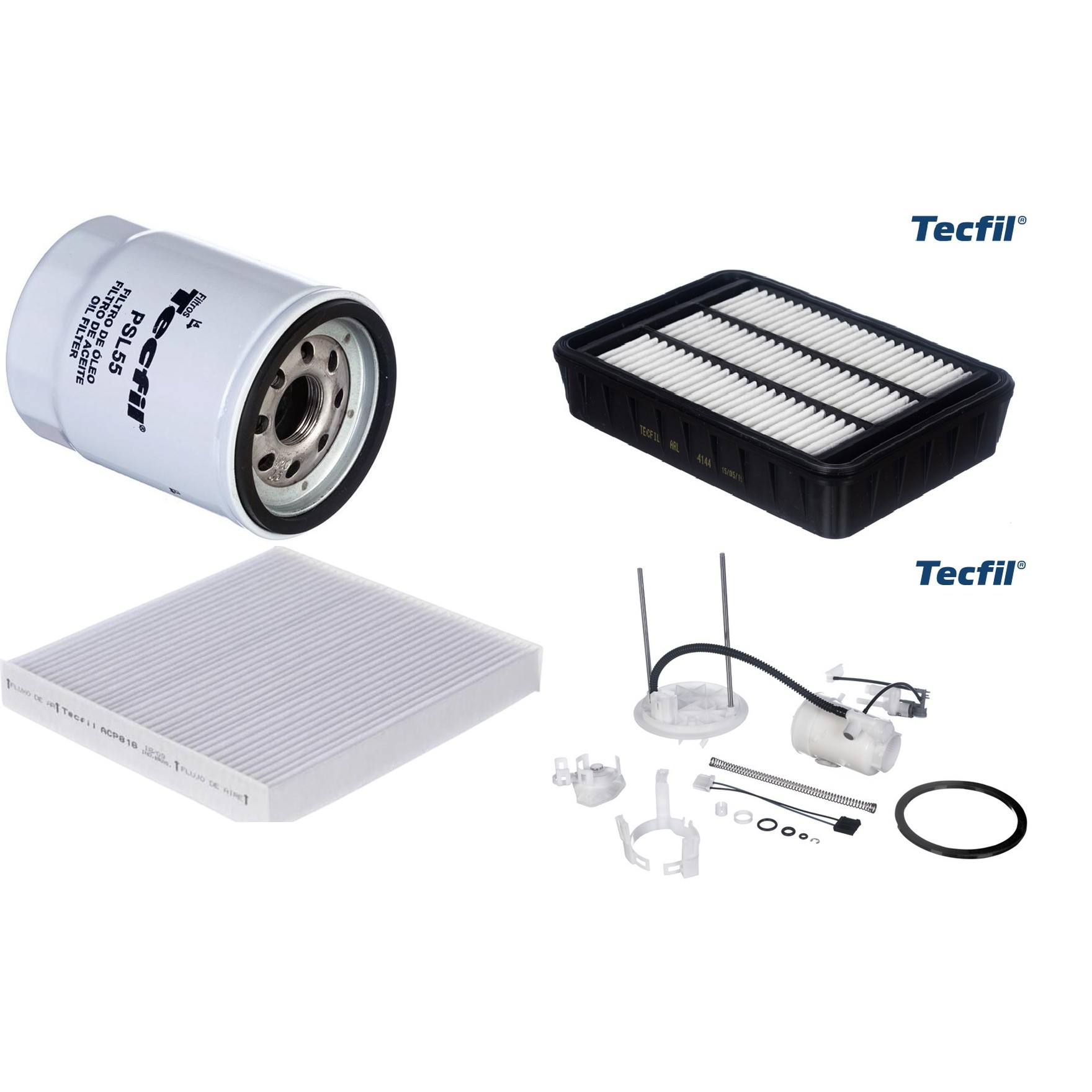 Kit Filtro de Ar, Combustível, Óleo e Ar Condicionado - Tecfil - ACP816 / ARL4144 / FBT2366 / PSL55