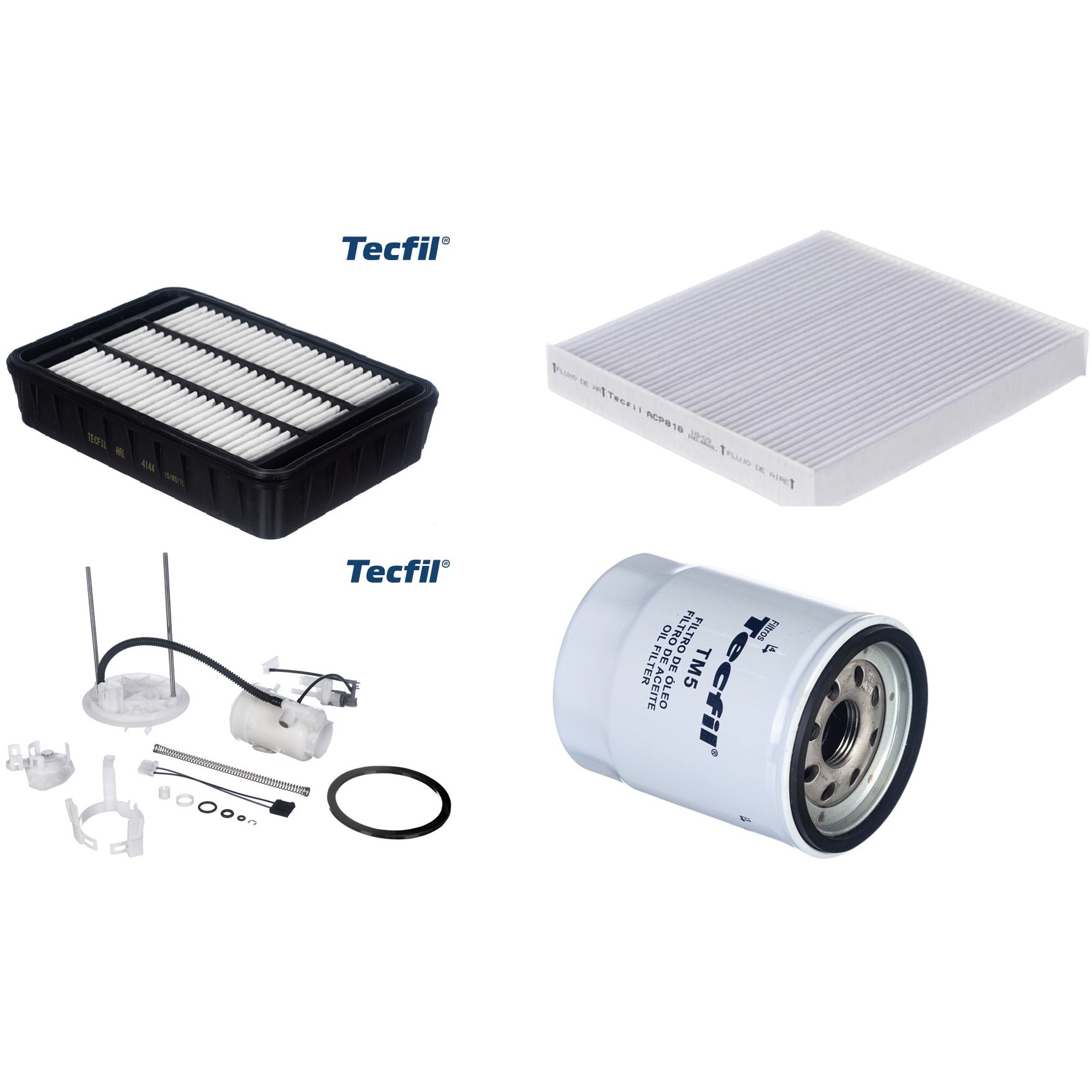 Kit Filtro de Ar, Combustível, Óleo e Ar Condicionado - Tecfil - ACP816 / ARL4144 / FBT2366 / PSL55M-(TM5)