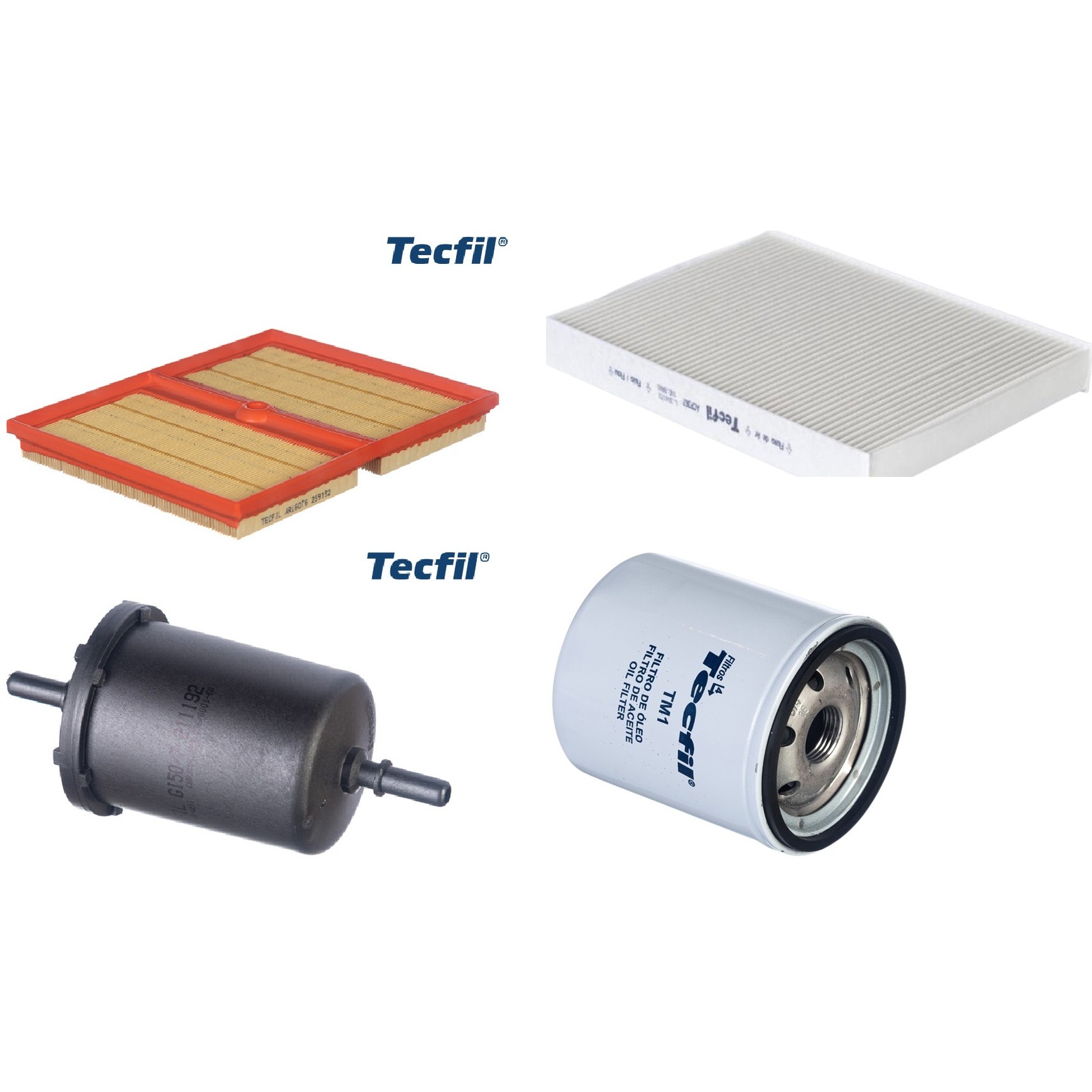 Kit Filtros de Ar do Motor, Óleo, Cabine e Combustível - Tecfil - ACP367 / ARL6076 / GI50/7 / PSL34M-(TM1)