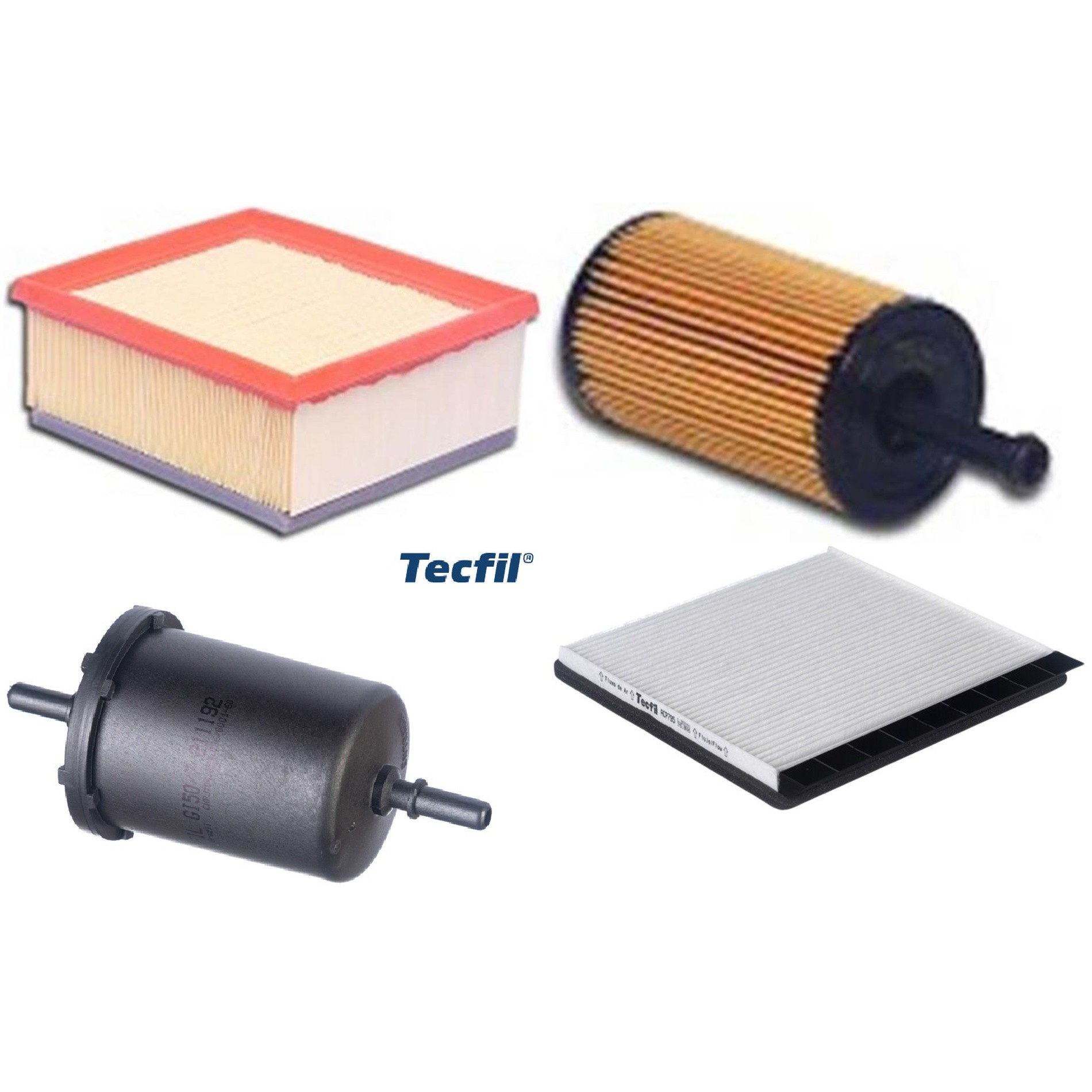 Kit Filtros de Ar do Motor, Óleo, Cabine e Combustível - Tecfil - ACP795 / ARL5050 / GI50/7 / PEL110