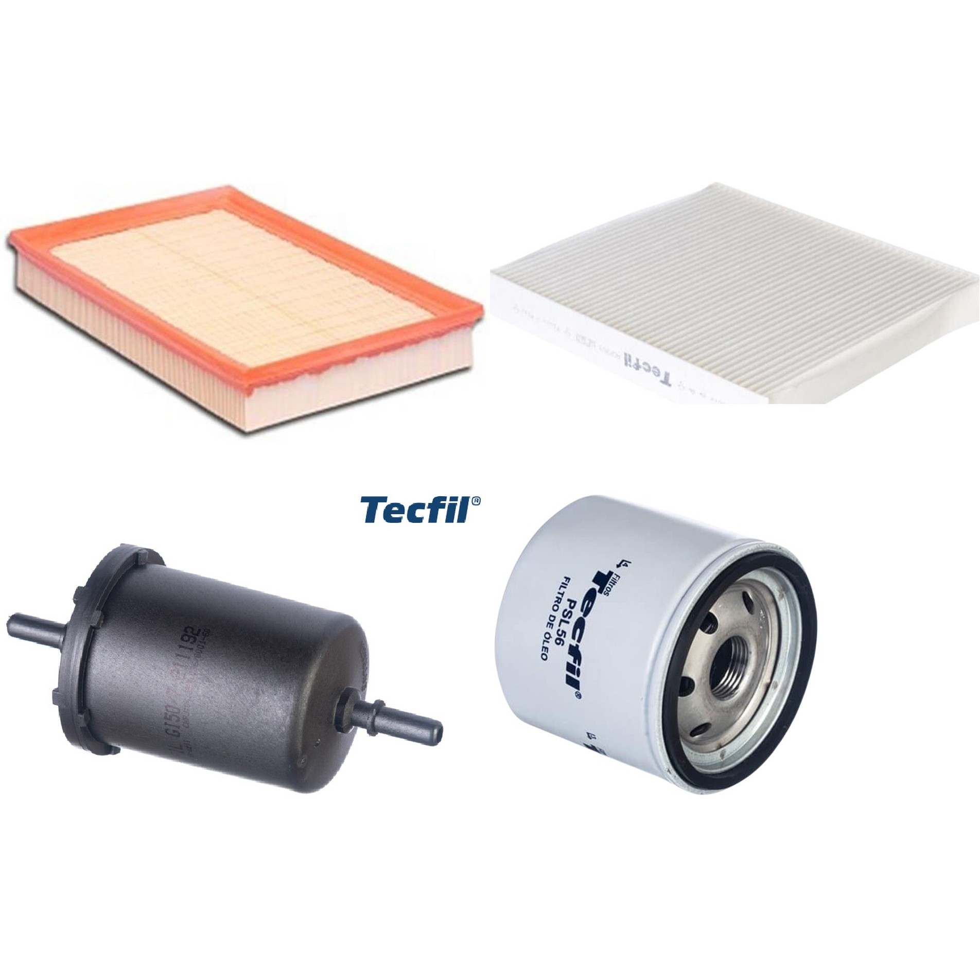 Kit Filtros de Ar do Motor, Óleo, Cabine e Combustível - Tecfil - ACP303 / ARL6095 / GI50/7 / PSL56