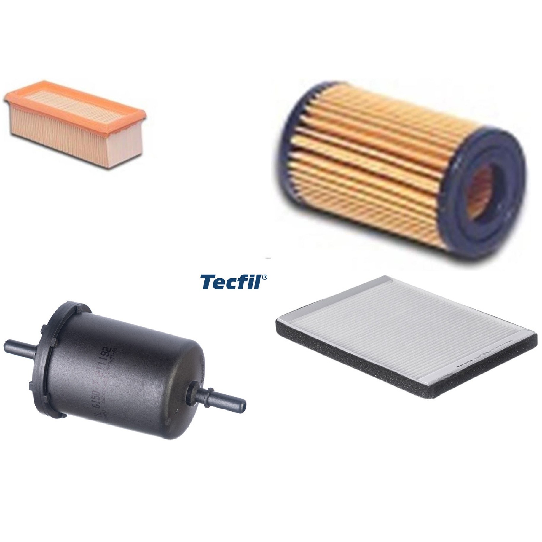 Kit Filtros de Ar do Motor, Óleo, Cabine e Combustível - Tecfil - ACP553 / ARL5136 / GI50/7 / PEL705